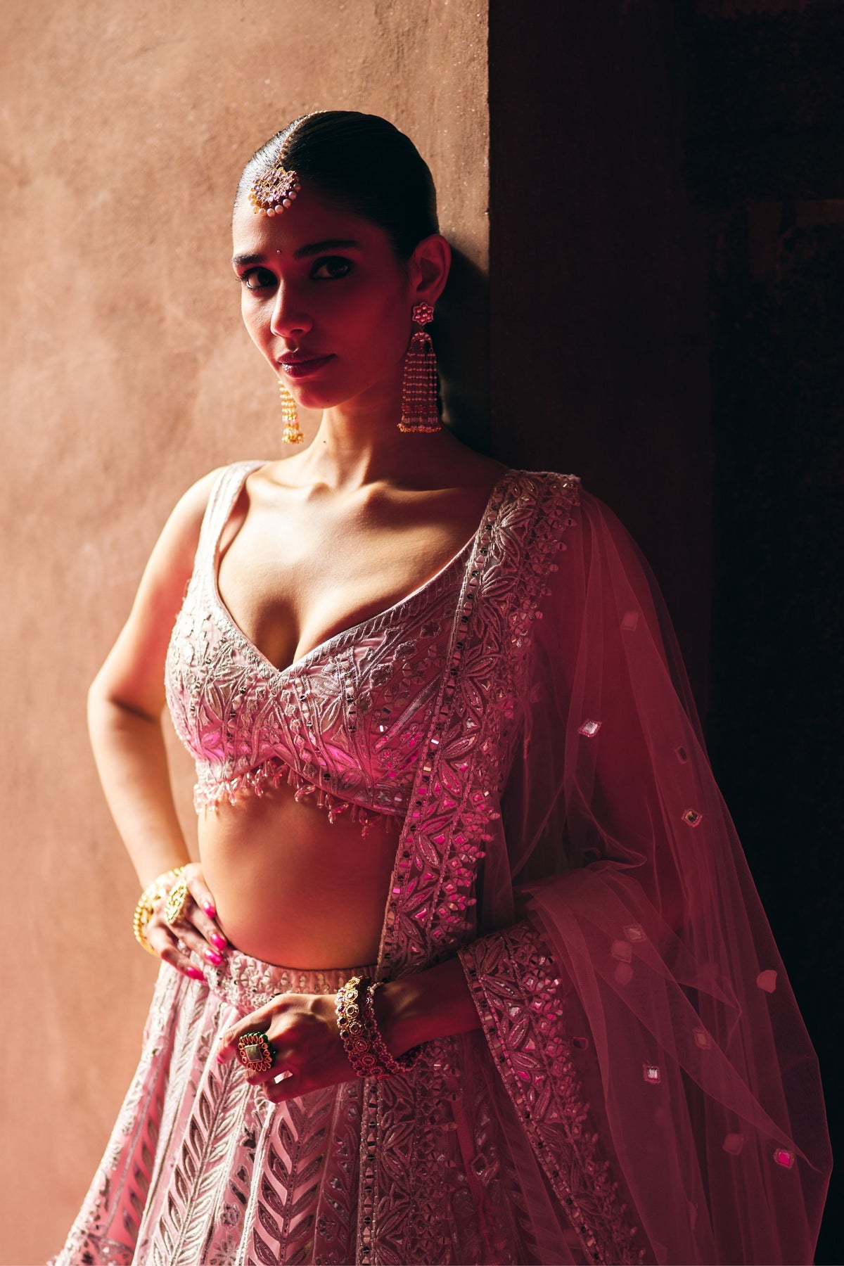 Blush Pink Organza Lehenga Set