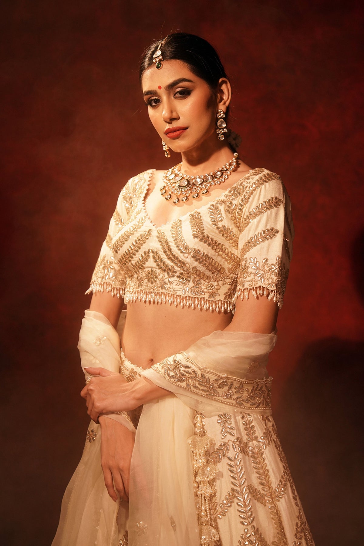 Ivory Gota Patti Lehenga Set