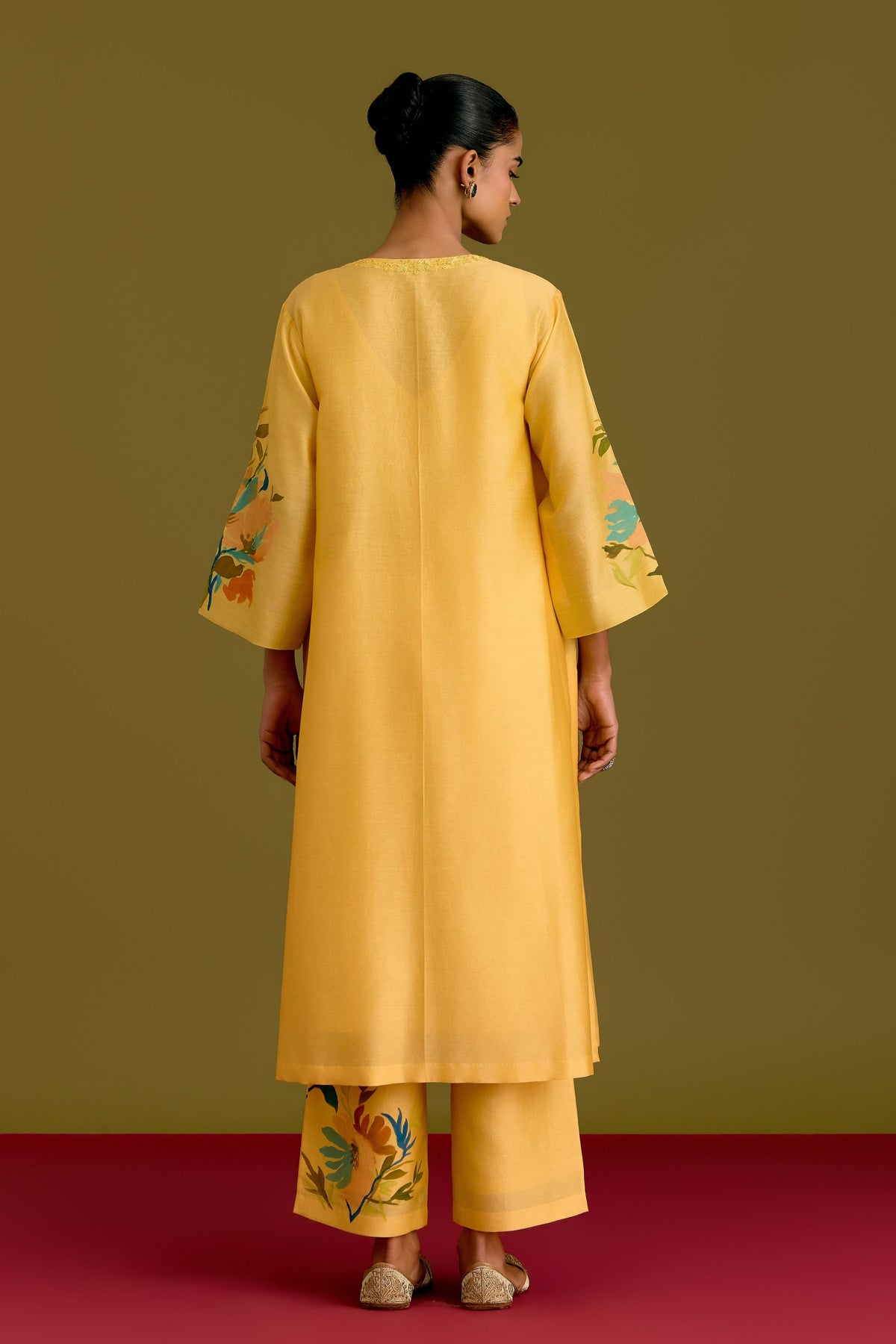 Yellow Hand Painted Kurta Set