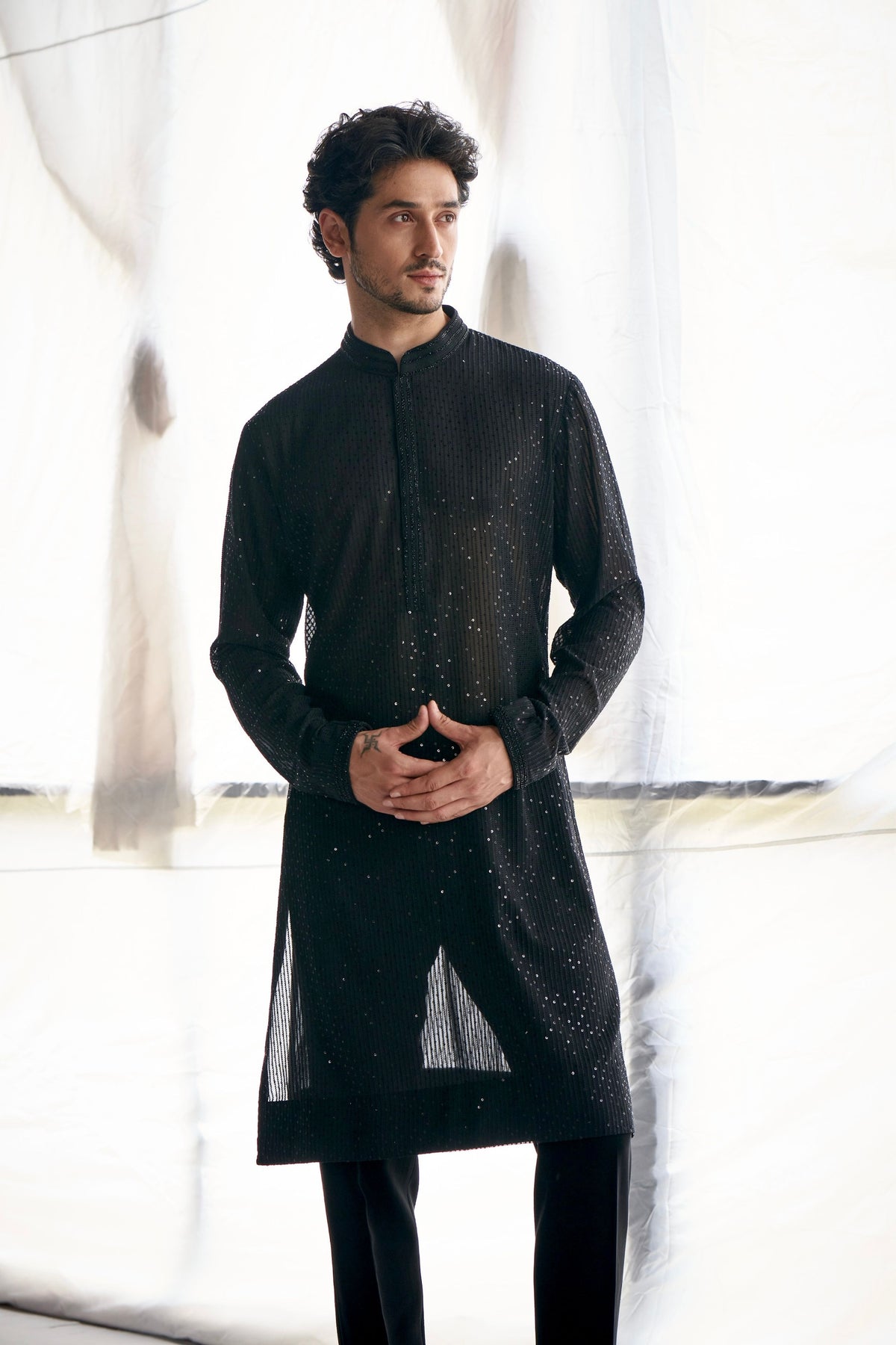 Black Sequins Kurta Set