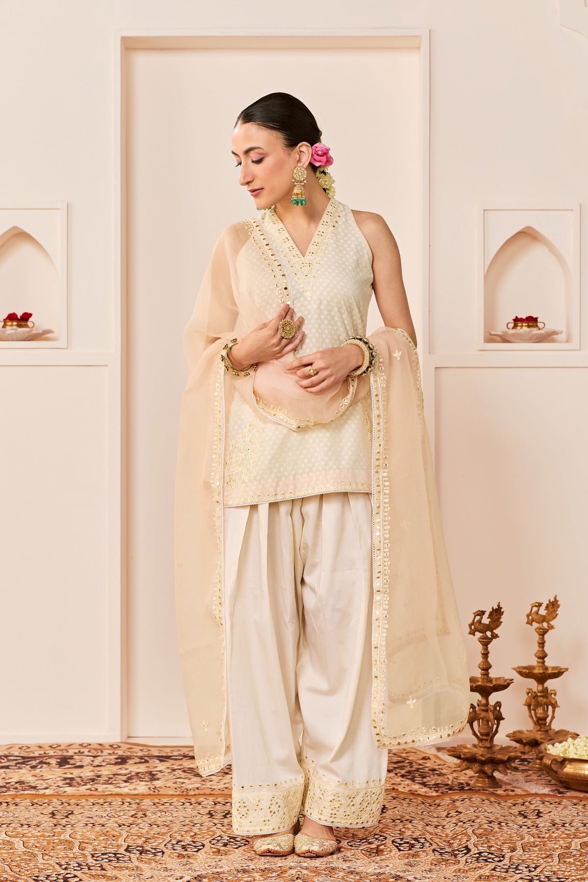 Miral Daisy Ivory Short Kurta Set