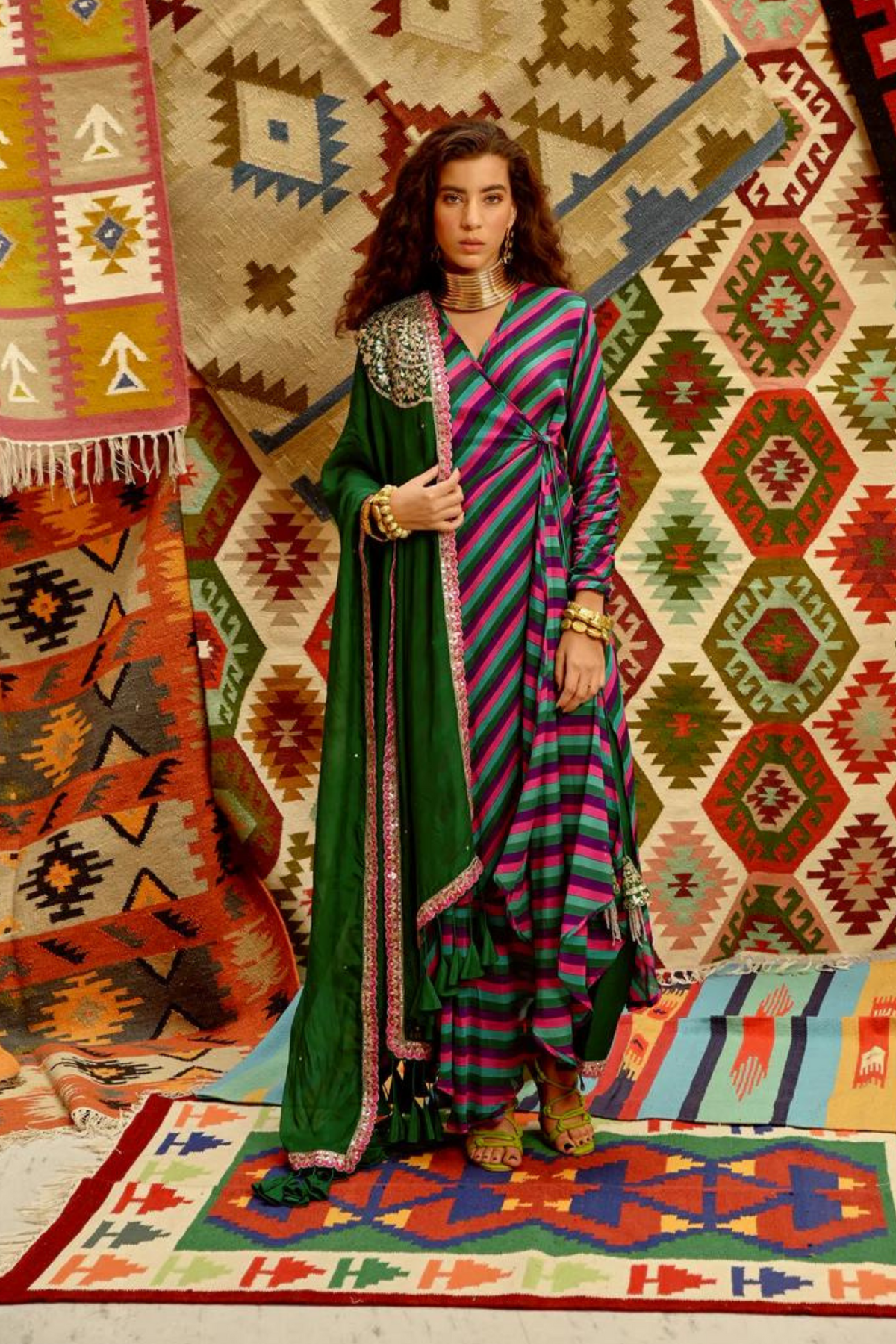 Multi Colour Wrap Angrakha Set