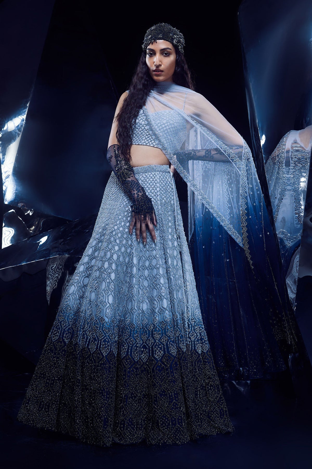 Elara Silver Stone Lehenga Set