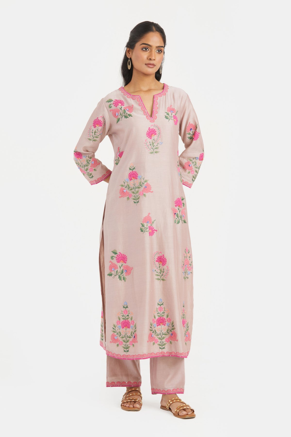 Lilac Silk Straight Kurta Set