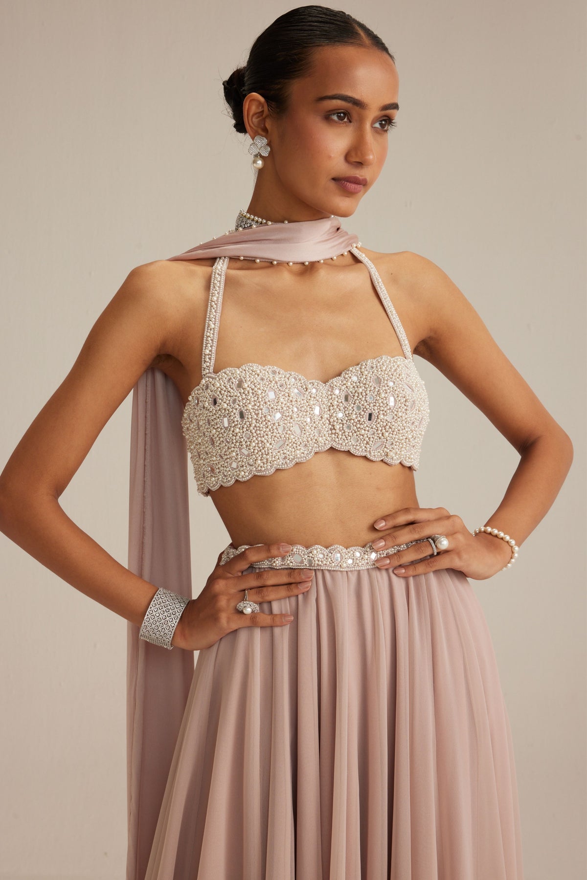 Ash Pink Skirt Set