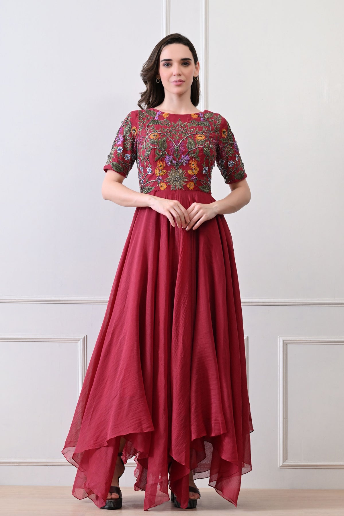 Maroon Zardozi Embroidered Anarkali