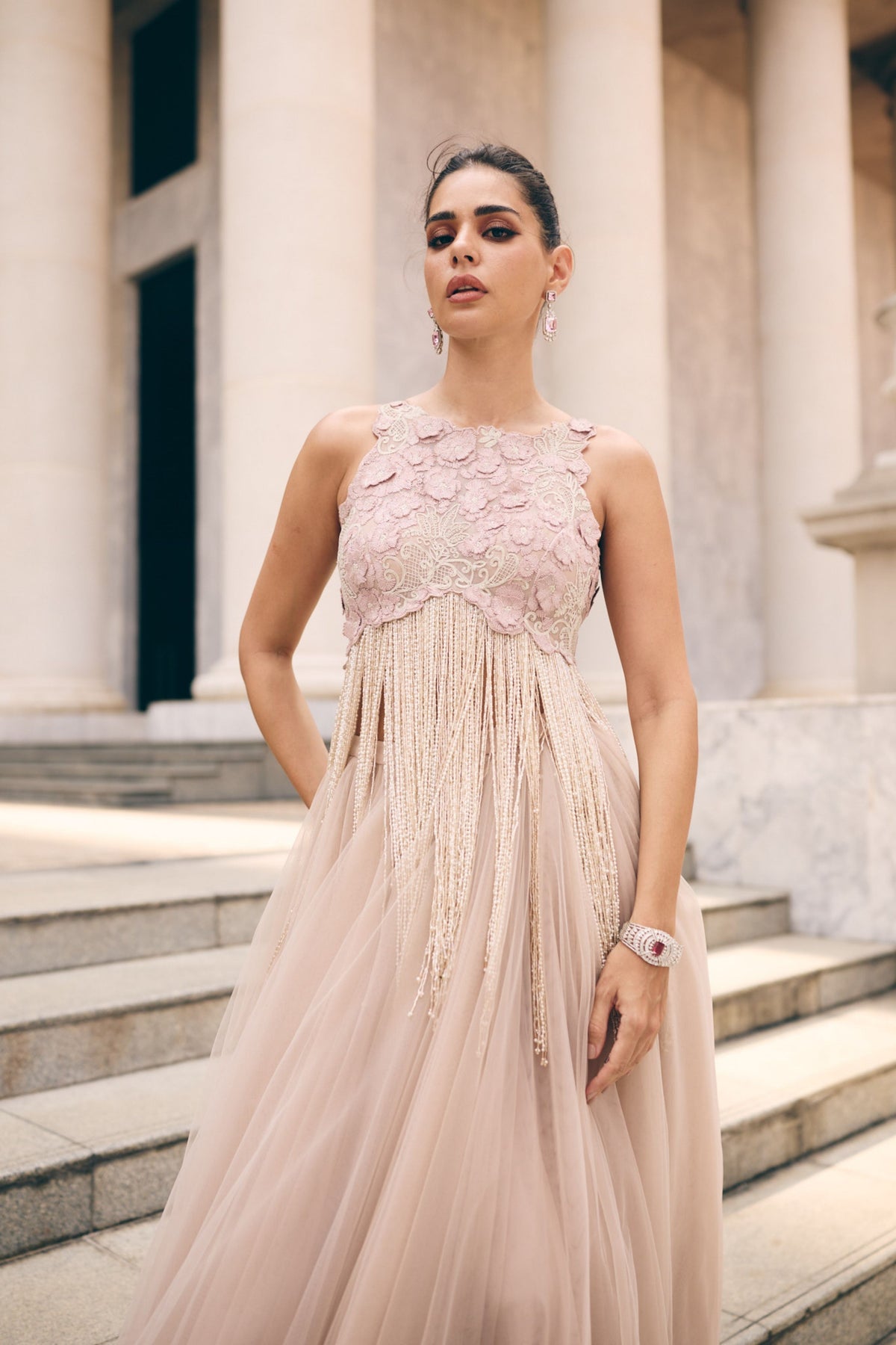 Pink Top And Skirt Set