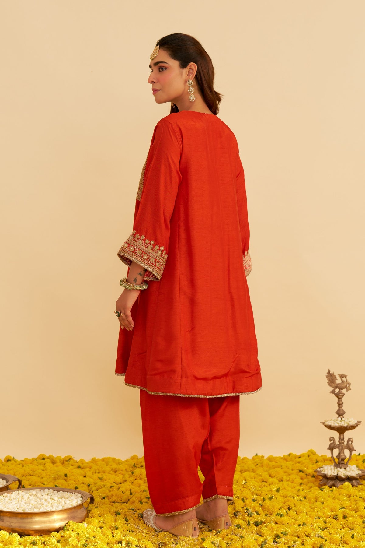 Mehza Orange Salwar Set
