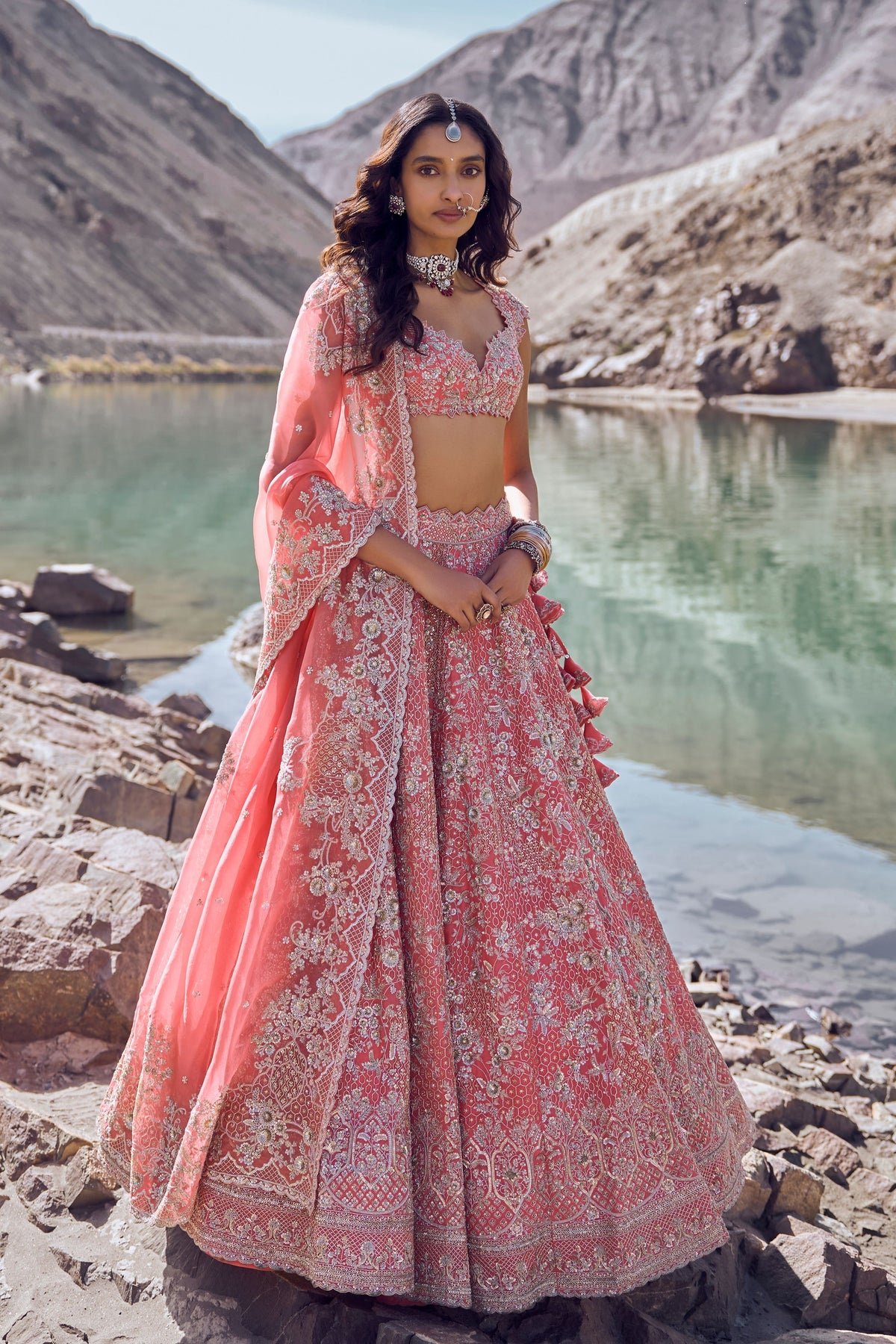 Ember Coral Lehenga Set
