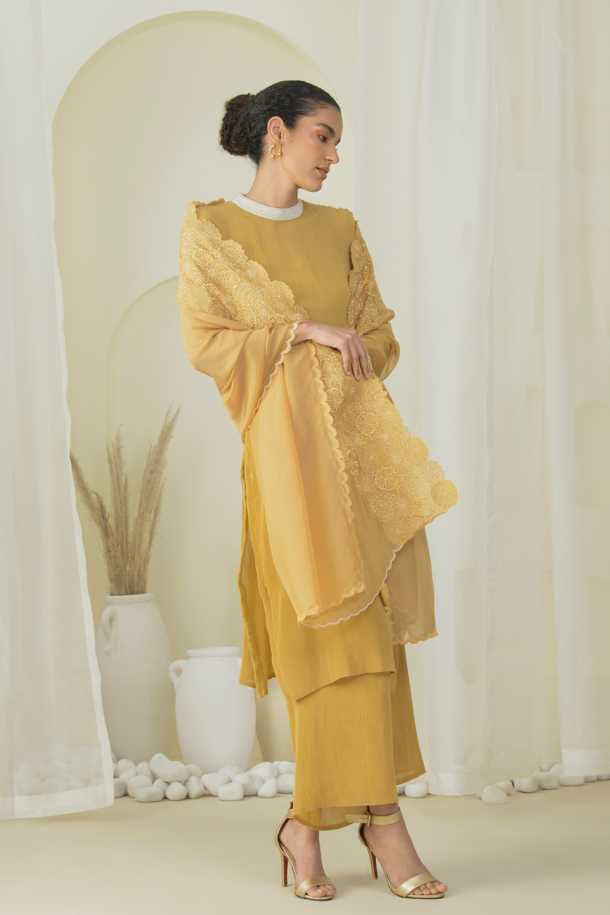 Summer Gold Kurta With Dupatta