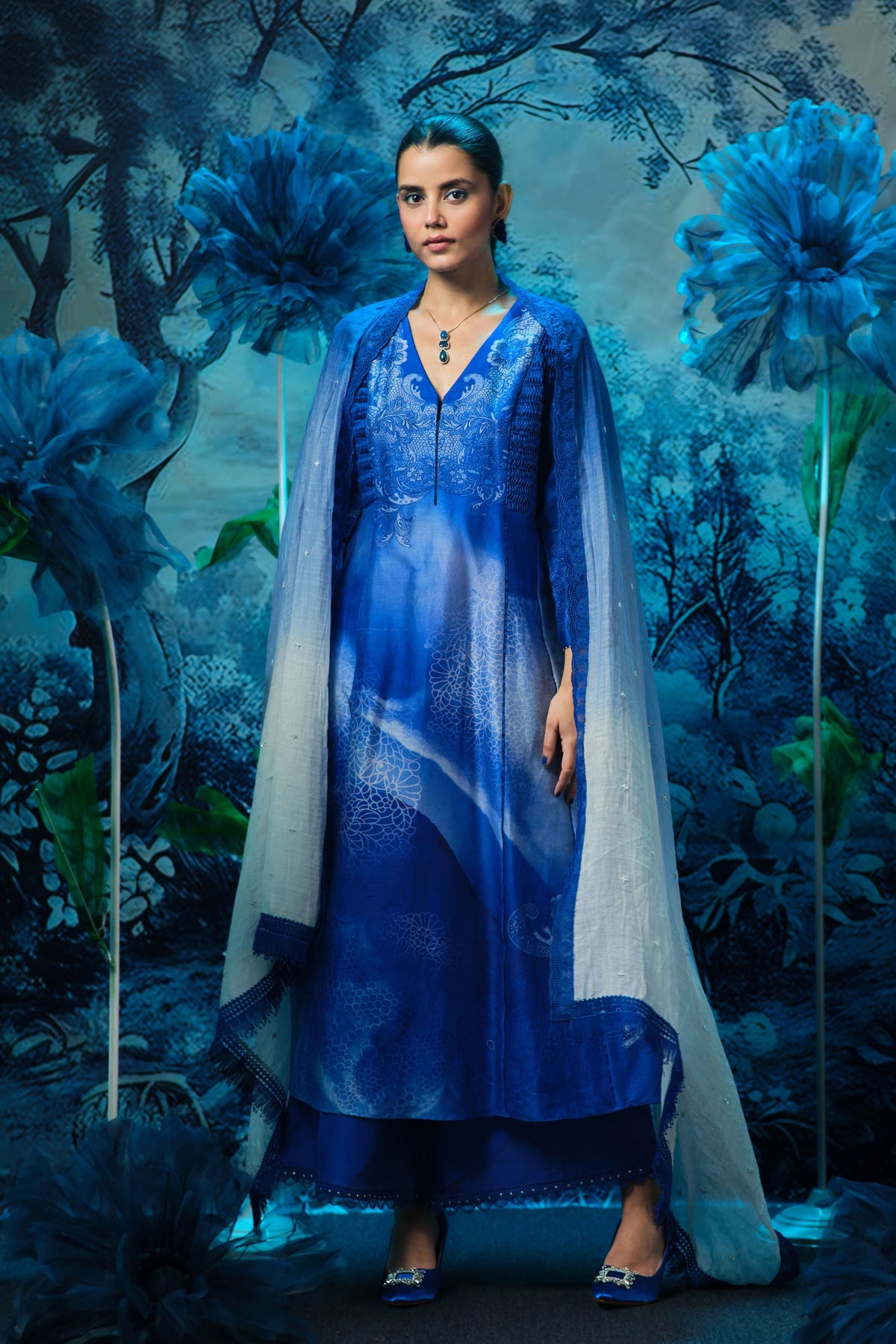 Sapphire Printed Anarkali Set