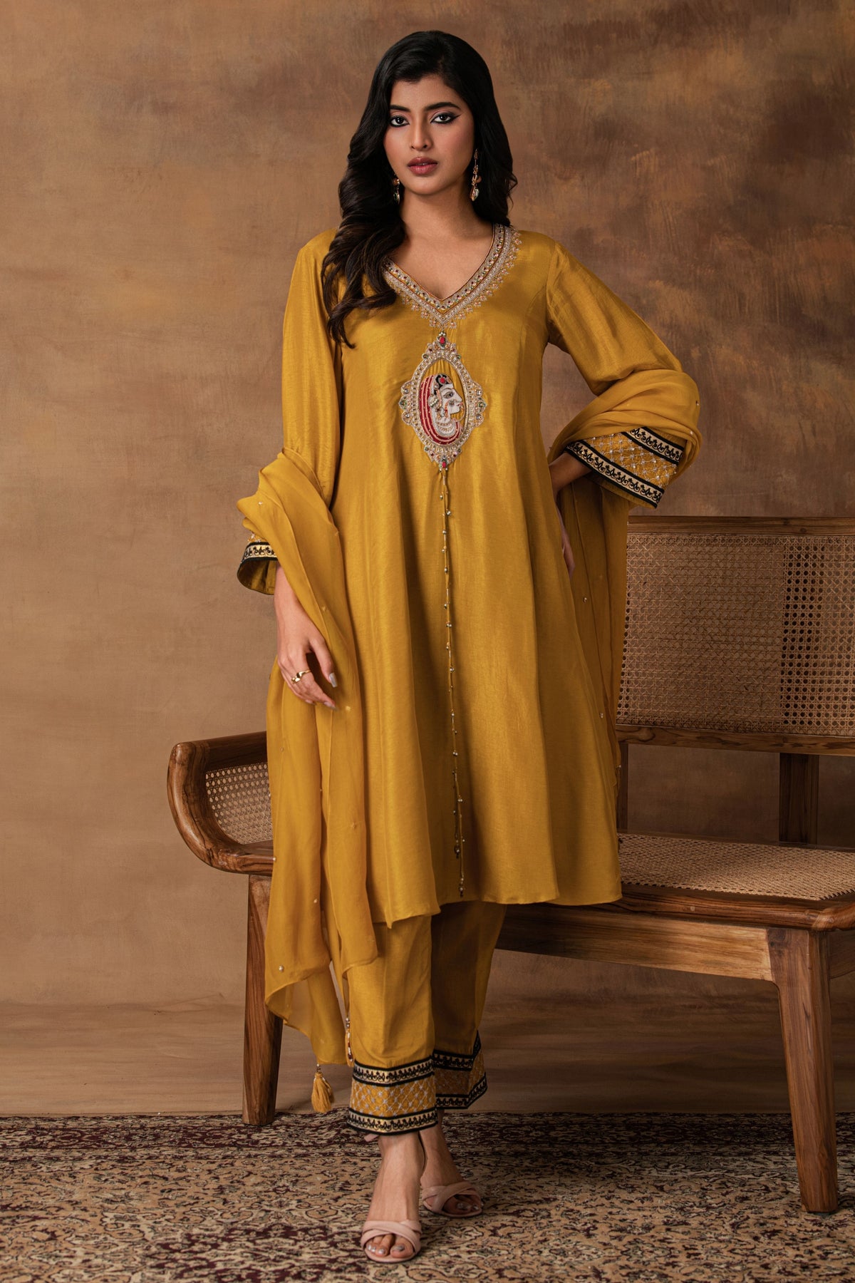Golden Yellow Silk Kurta Set