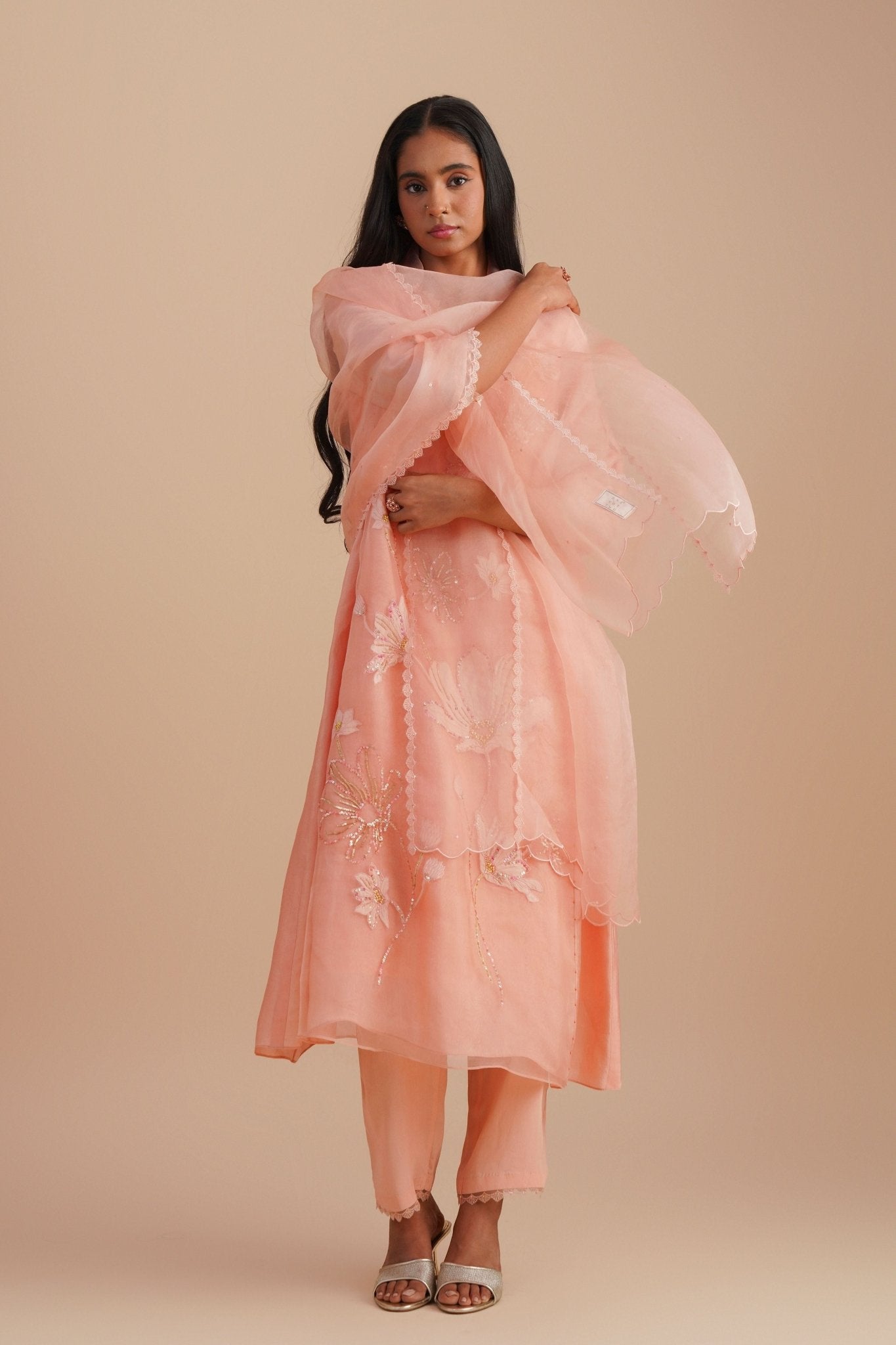 Blush Silk Organza Dupatta - One Not Two - Elahe