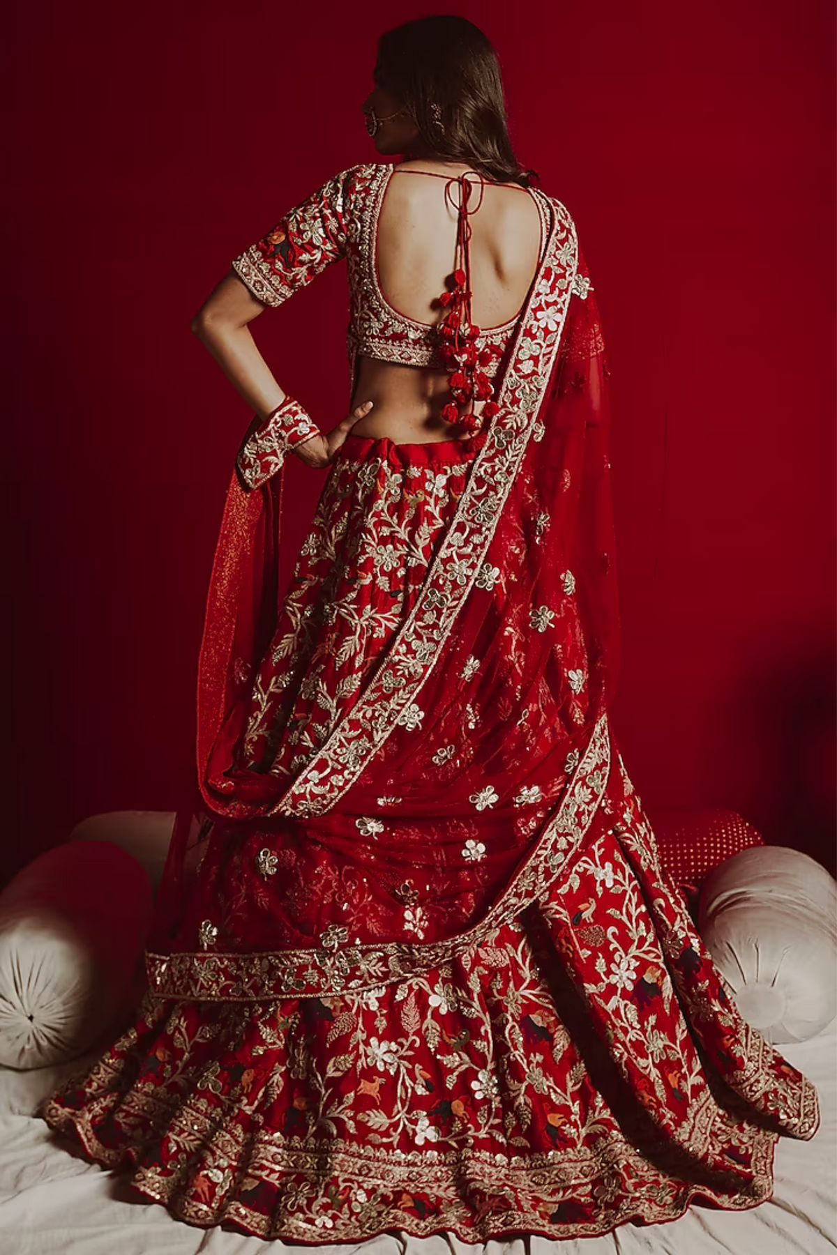 Red Shikargah Lehenga Set