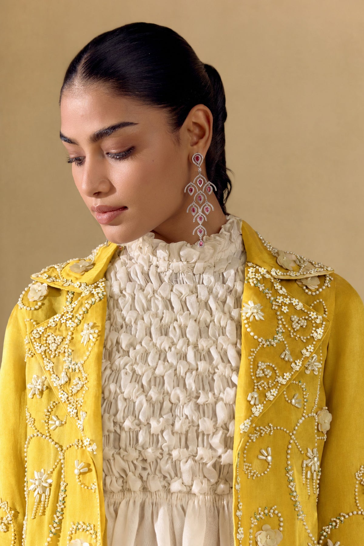 Ivory Cutwork Flared Pants