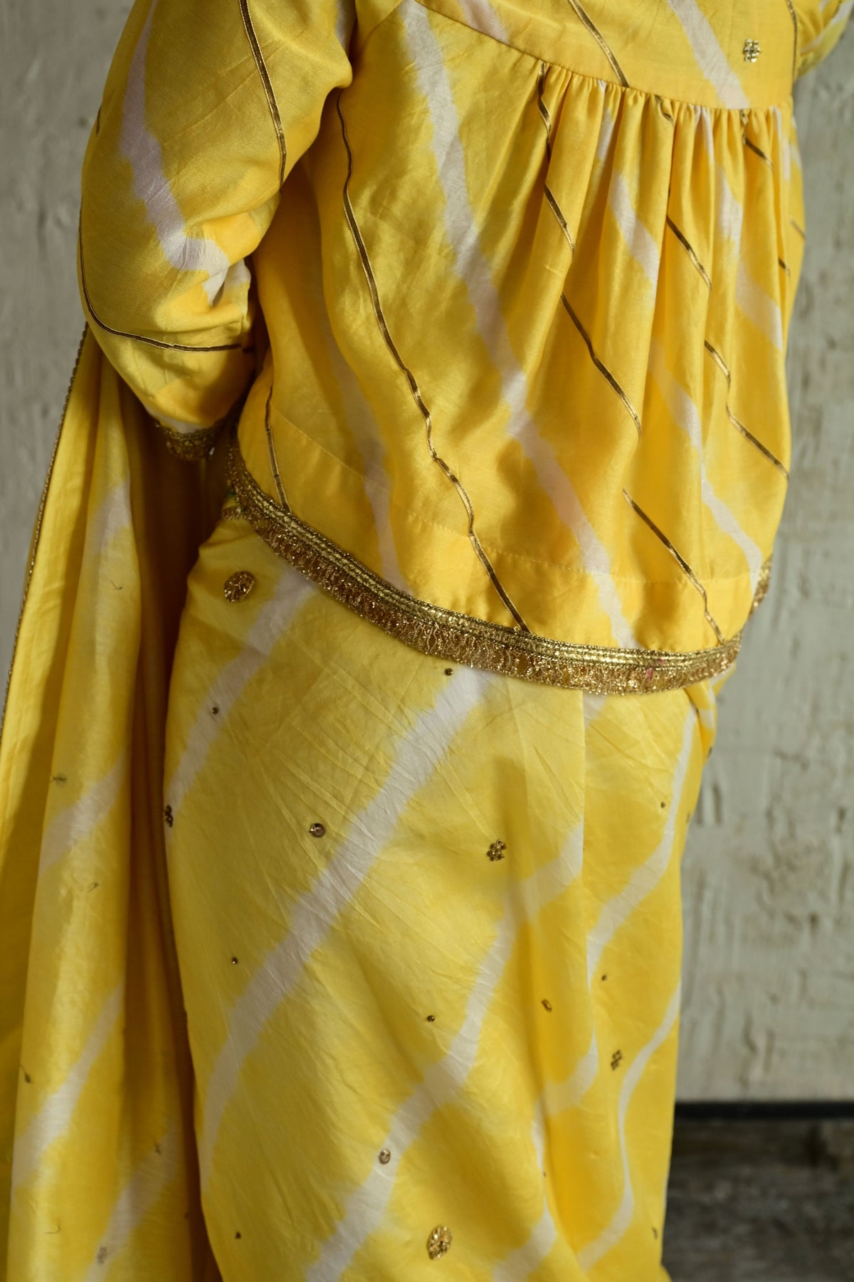 Yellow Leheriya Urmila Saree