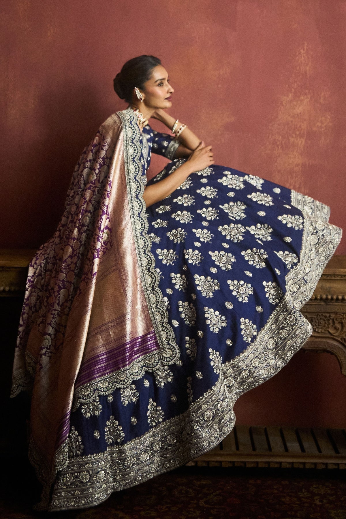 Purple Embroidered Lehenga Set