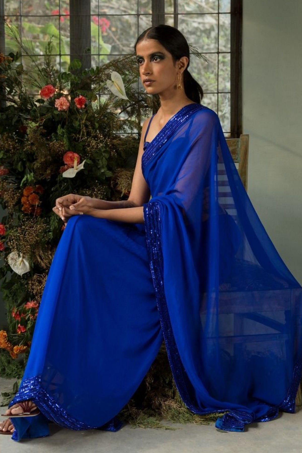 Cobalt Blue Anamika Saree Set