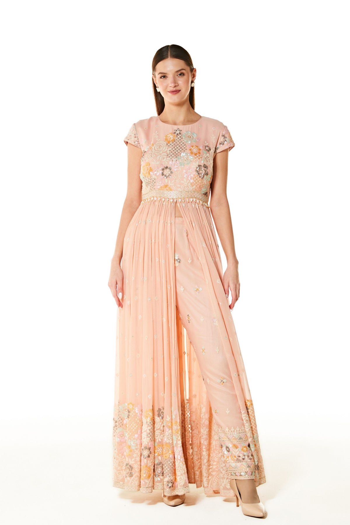 Adah Blush Pink Gown With Pant