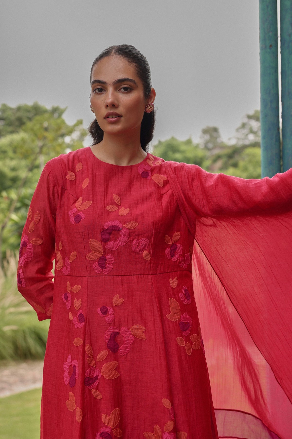 Berry Floral Anarkali Set
