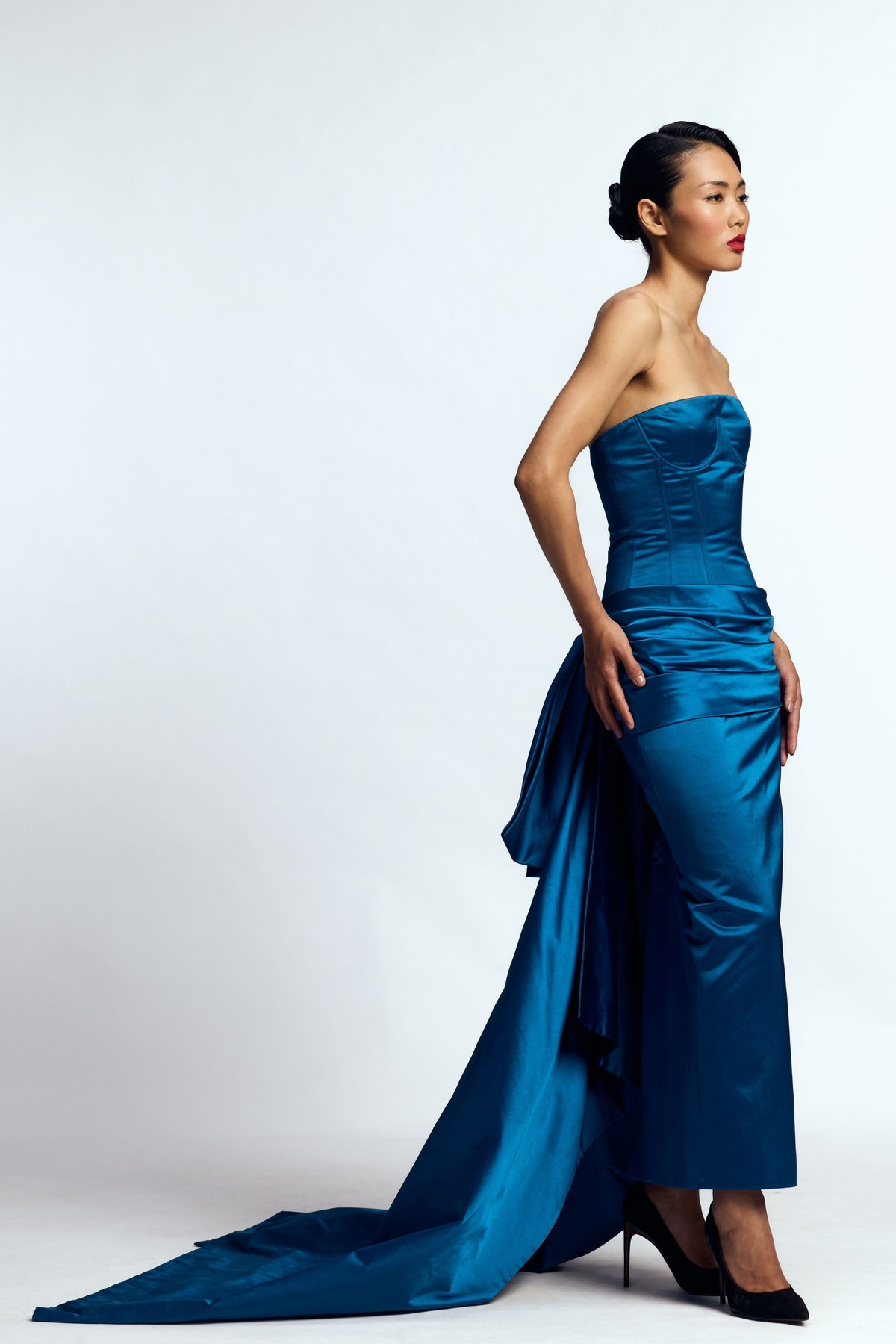 Structured Draped Column Gown