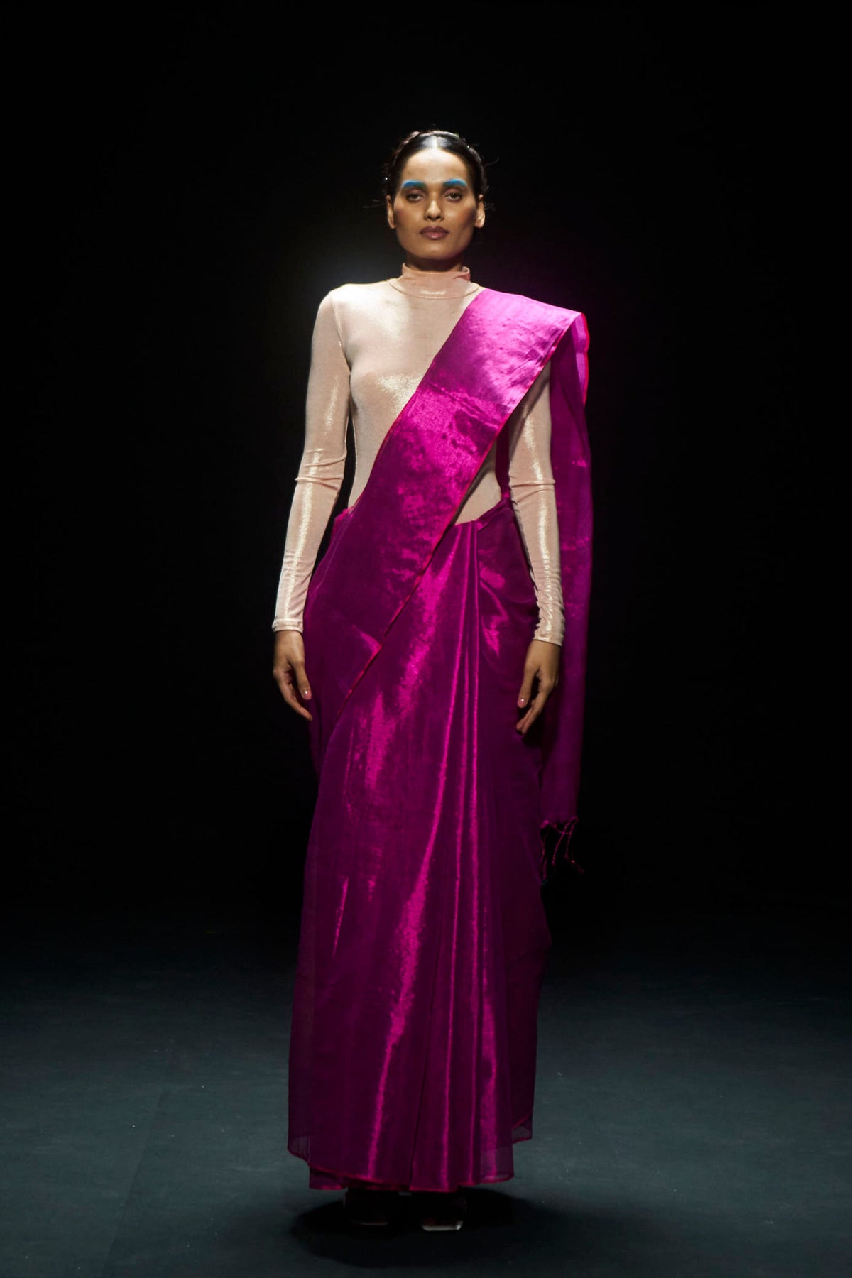 Pink Zari Tissue Saree