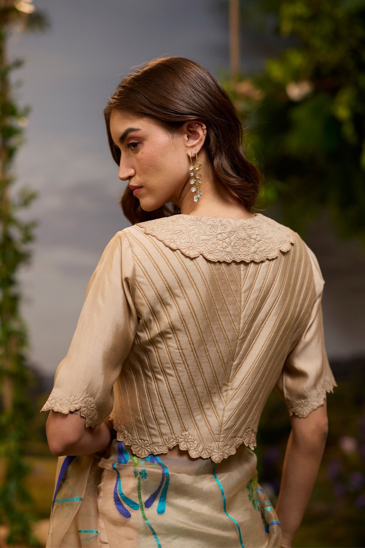 Cloudbloom Quilted Beige Blouse