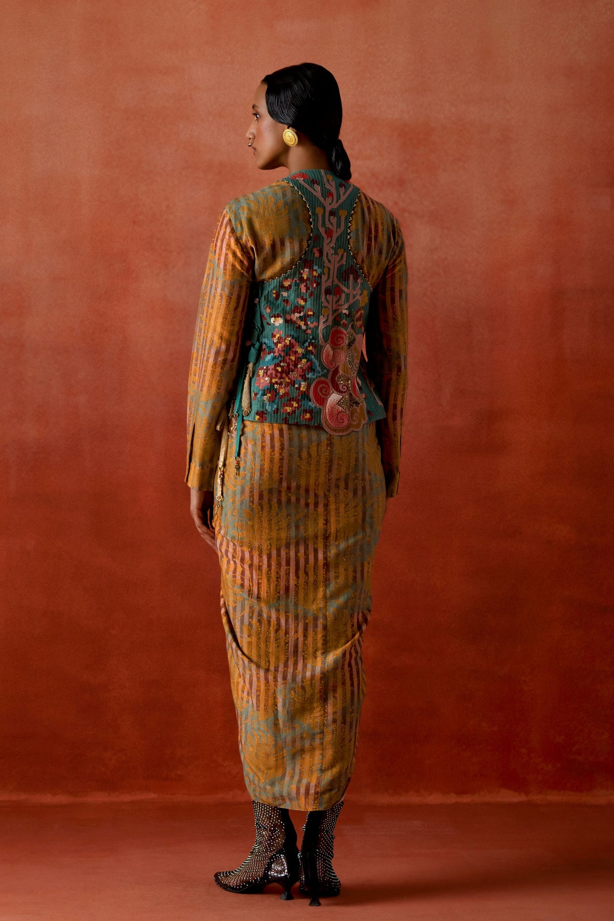 Embroidered Racerback Jacket Dress