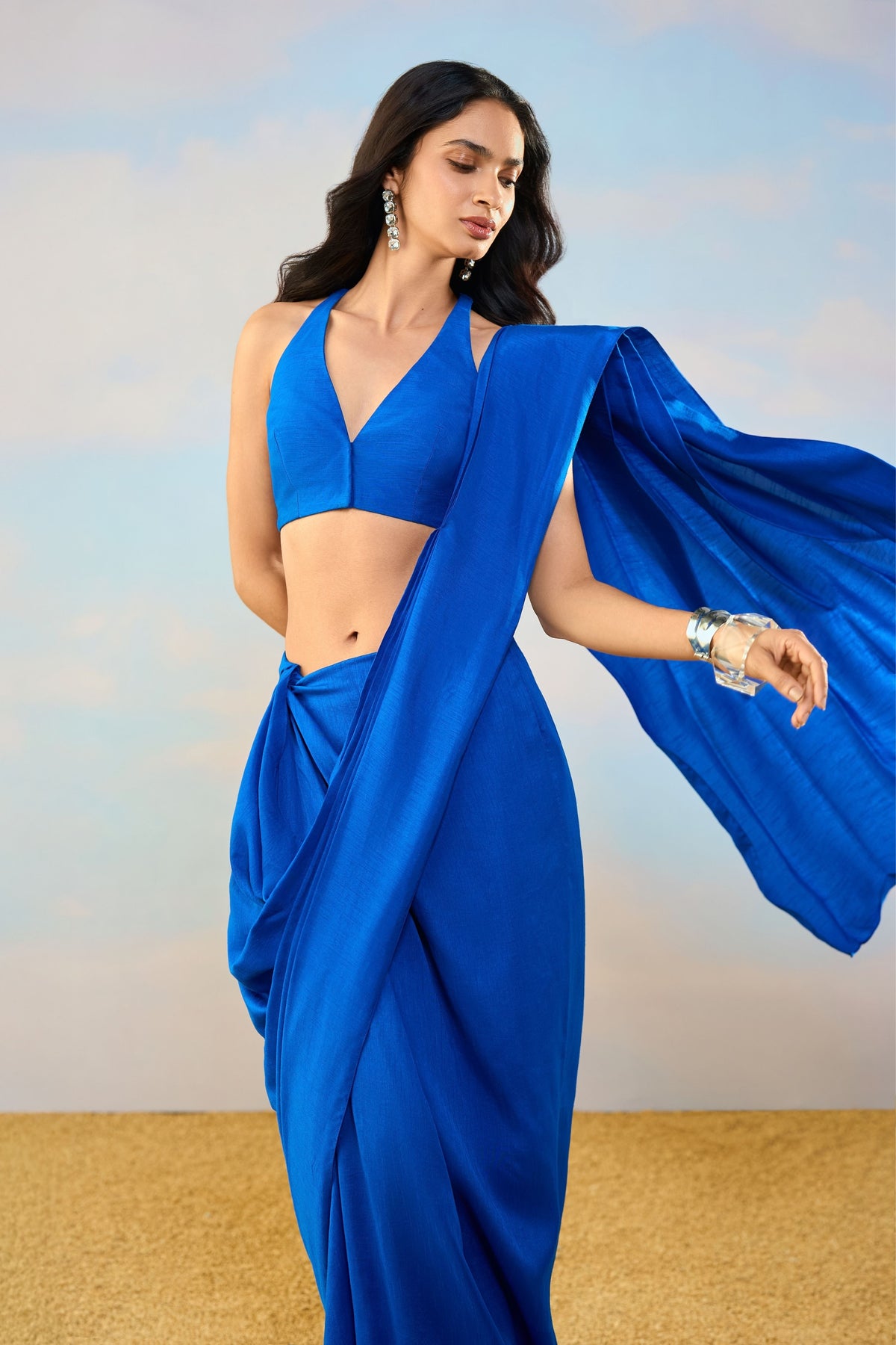 Royal Blue Drape Saree