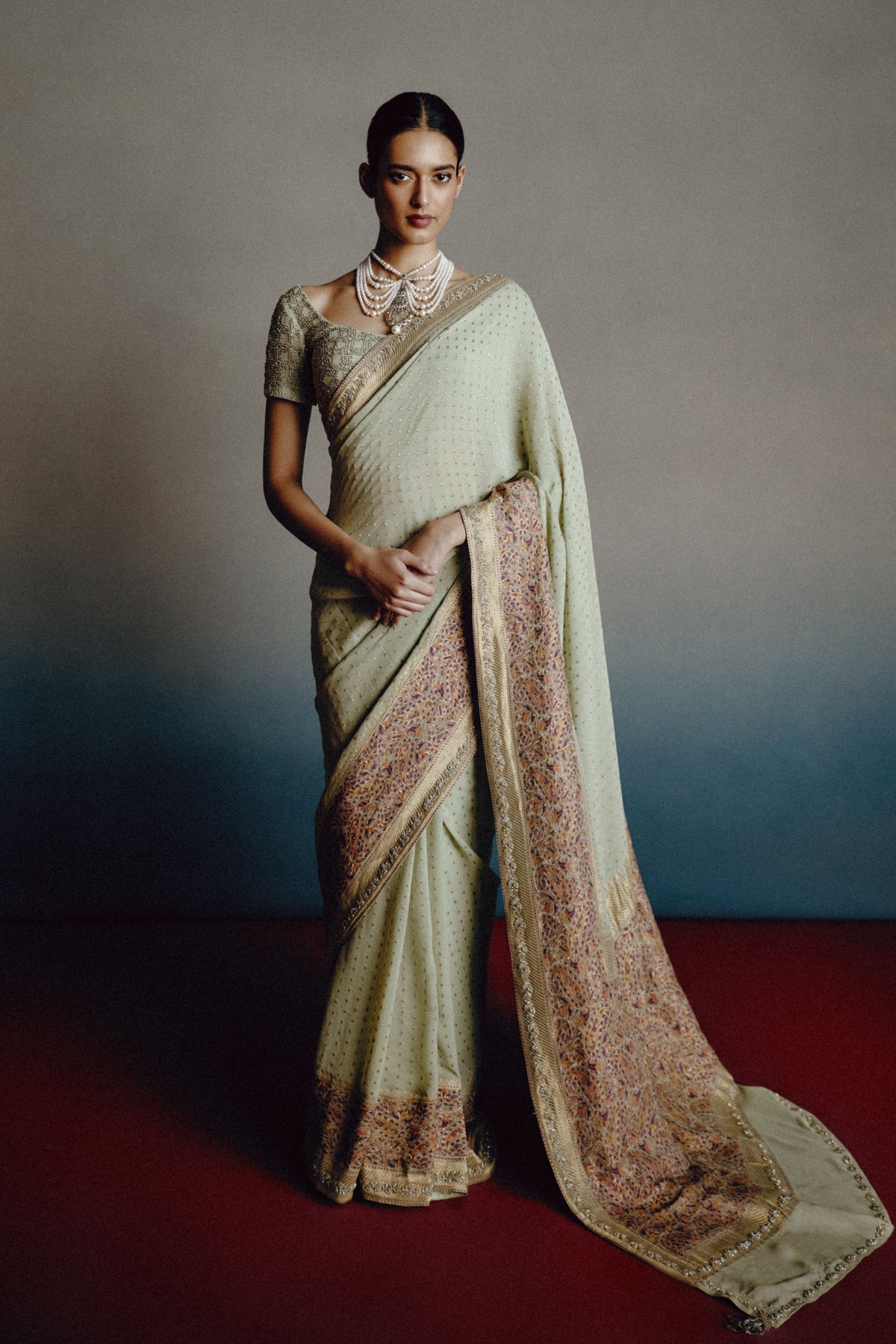 Pistachio Eden Saree