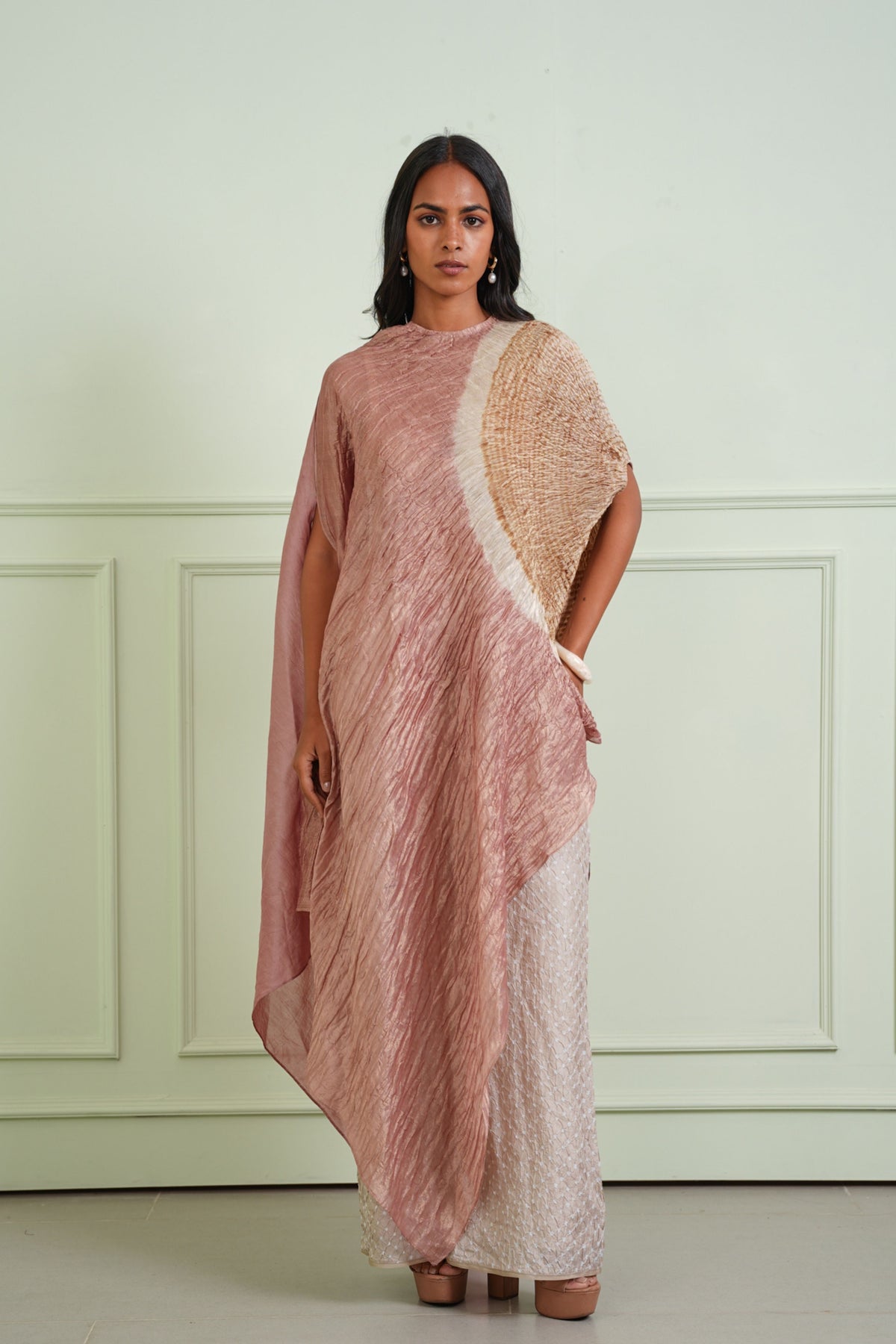 Shibori Tissue Asym Kaftan