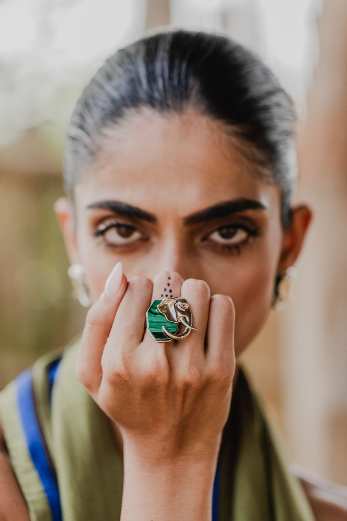 Ele Malachite Ring Silver