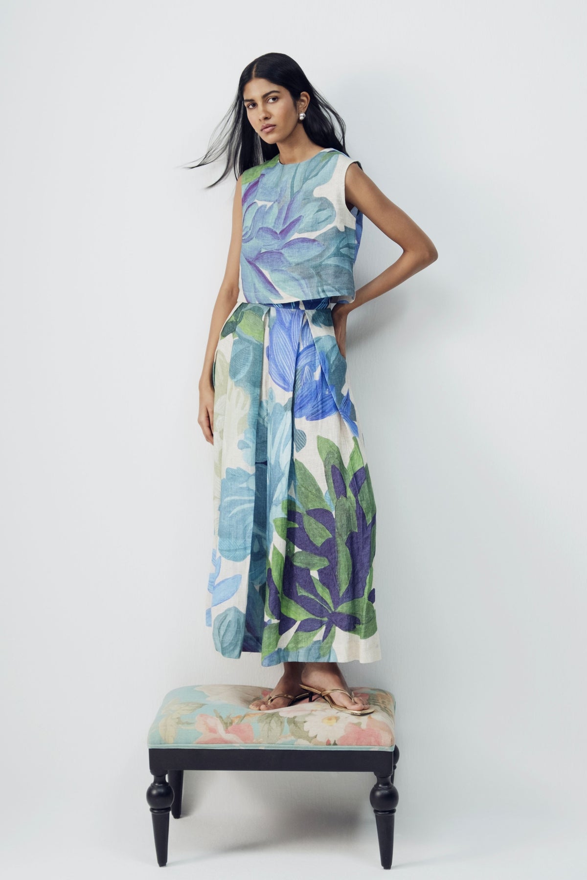 Garden Party Linen Top and Skirt Set