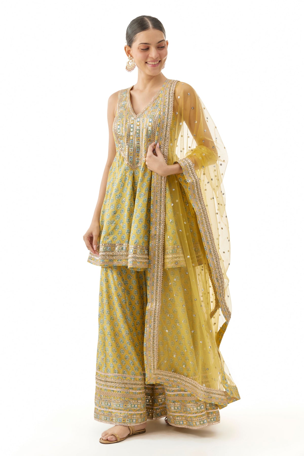 Yellow Simoni Sharara Set