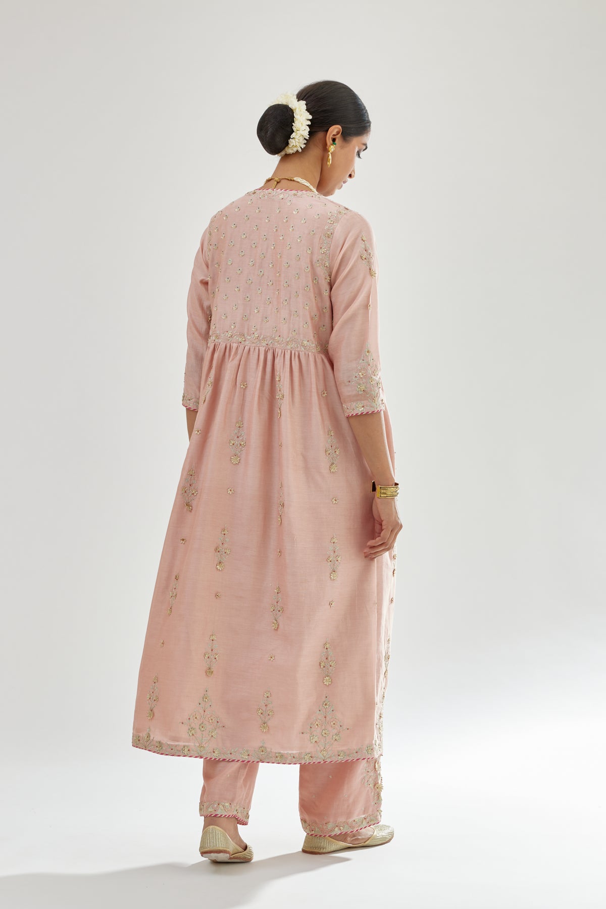 Pink Silk Chanderi Kurta Set