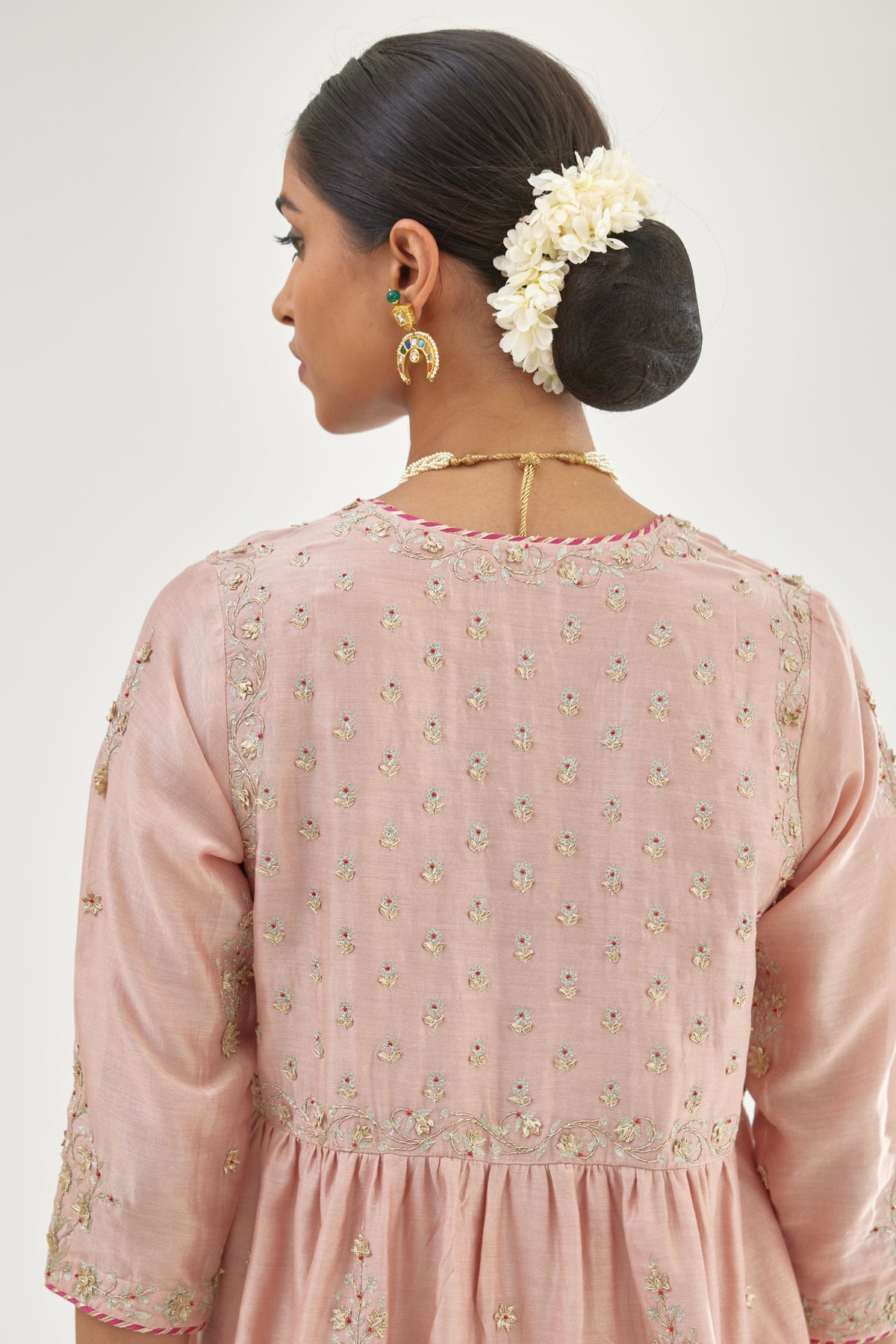 Pink Silk Chanderi Kurta Set