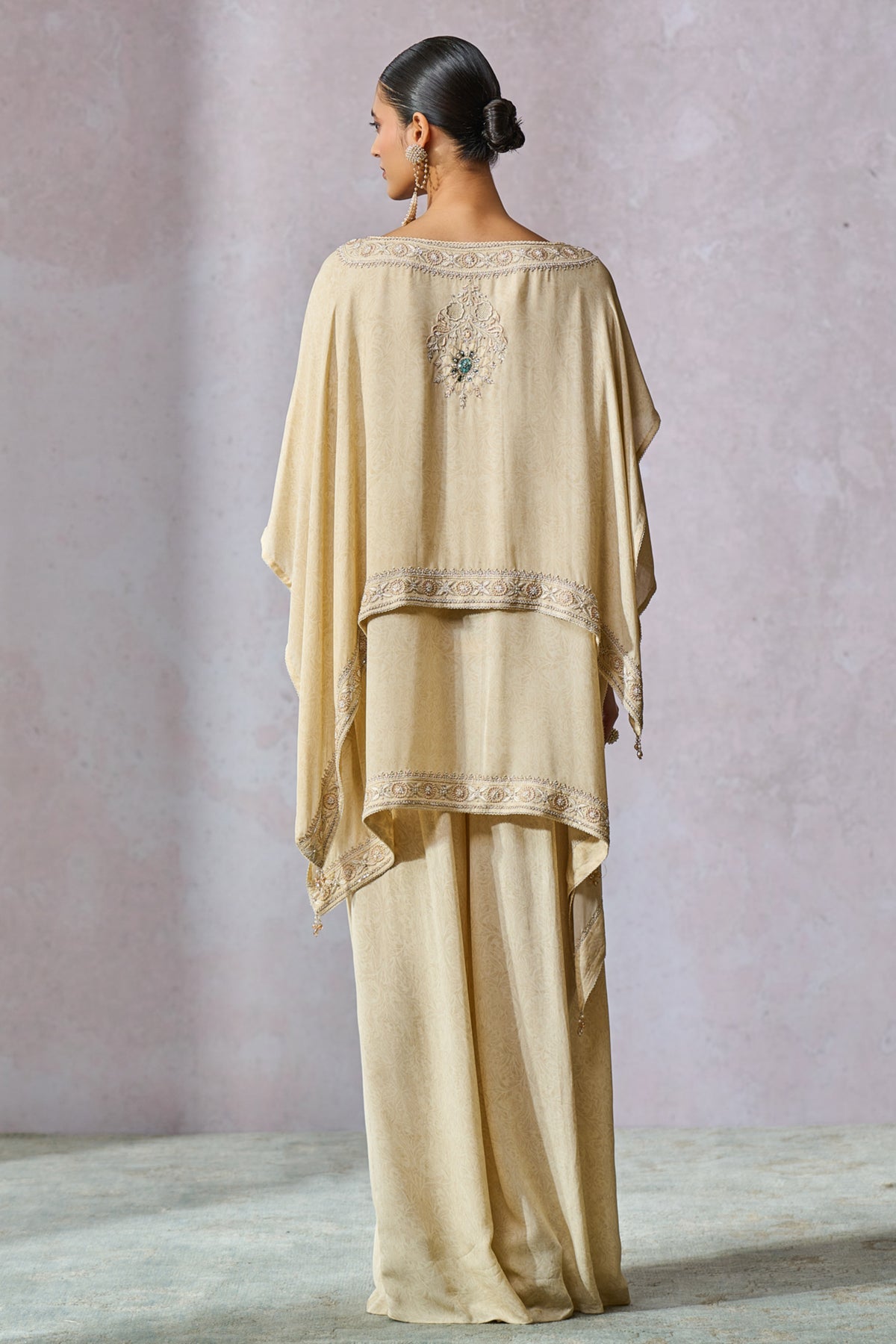Ecru Boat Neck Top With Trouser