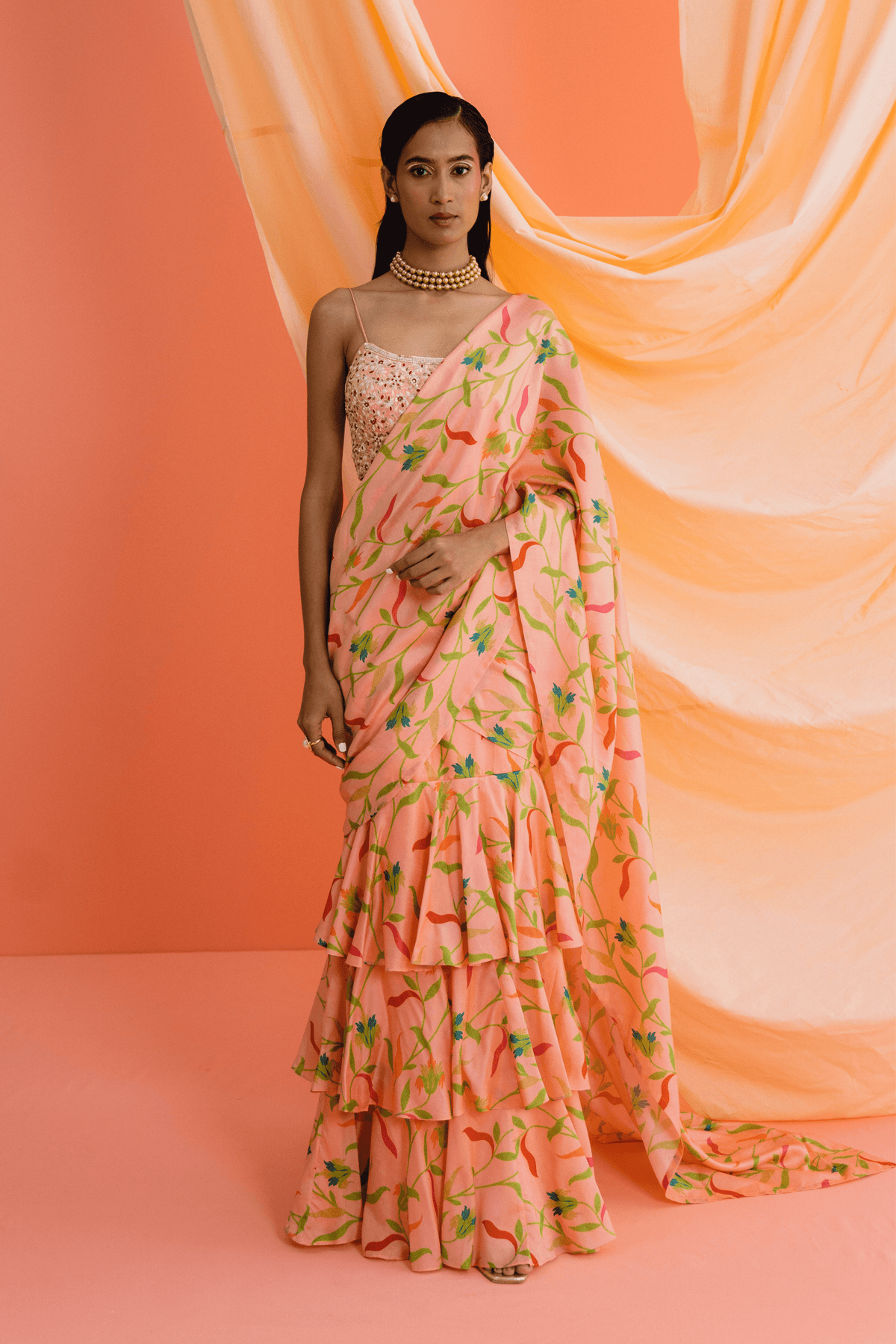 Ruffle Pre Stitched Saree