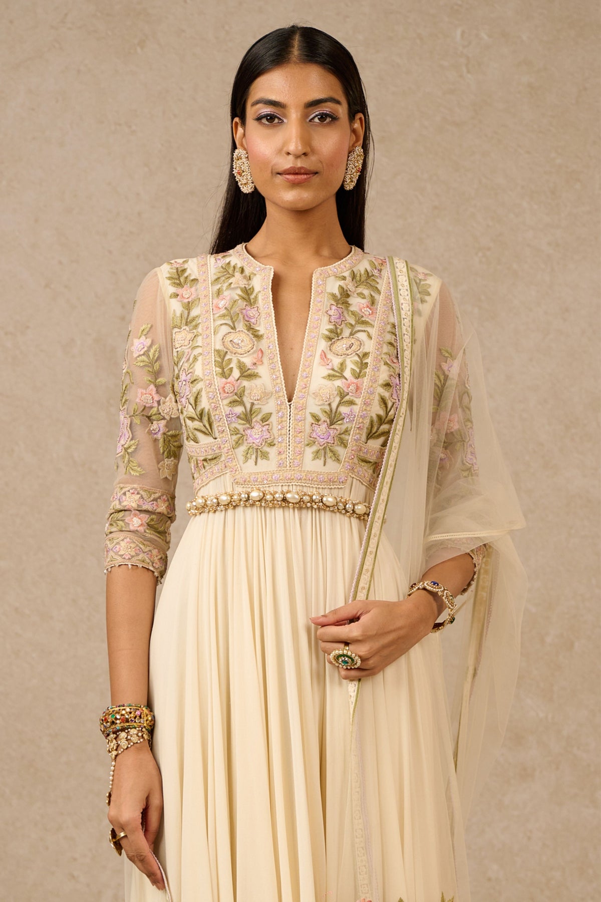 Ivory Georgette Anarkali
