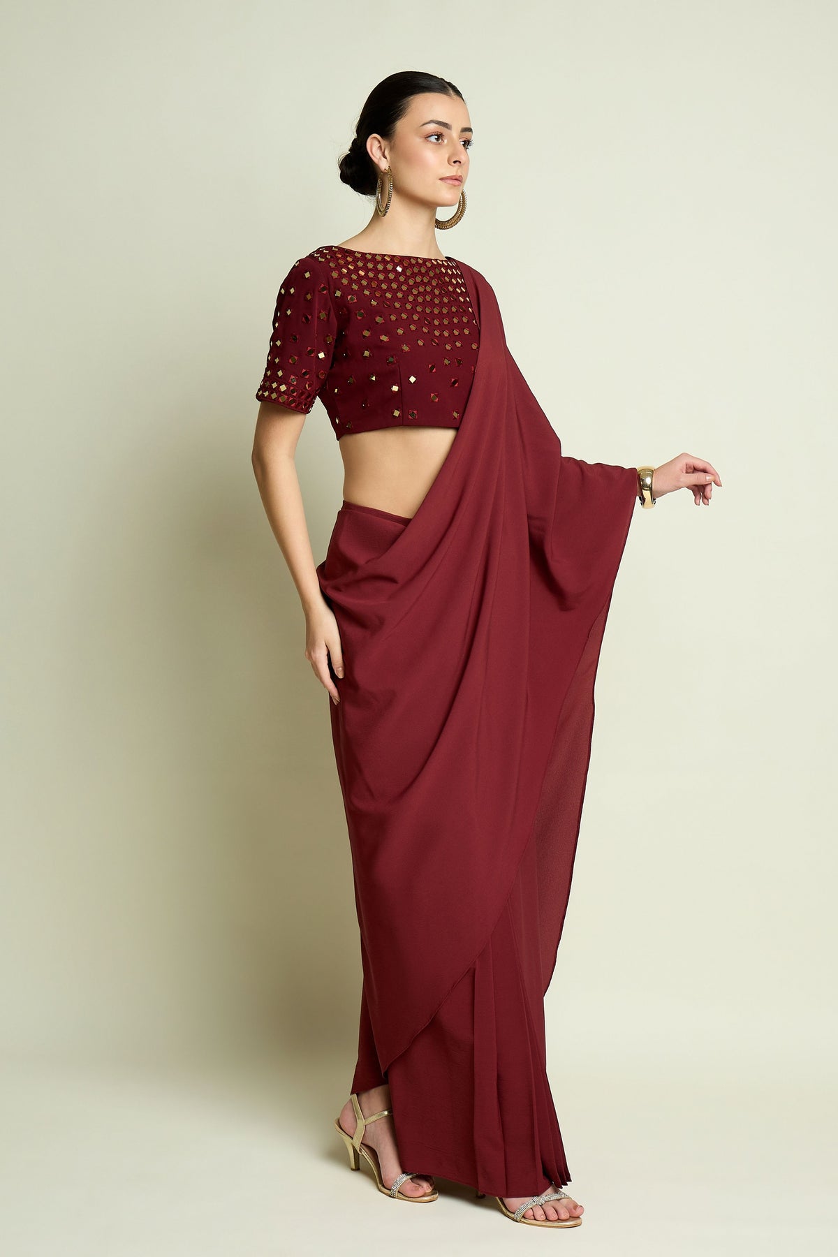 Mirror Draped Saree Set