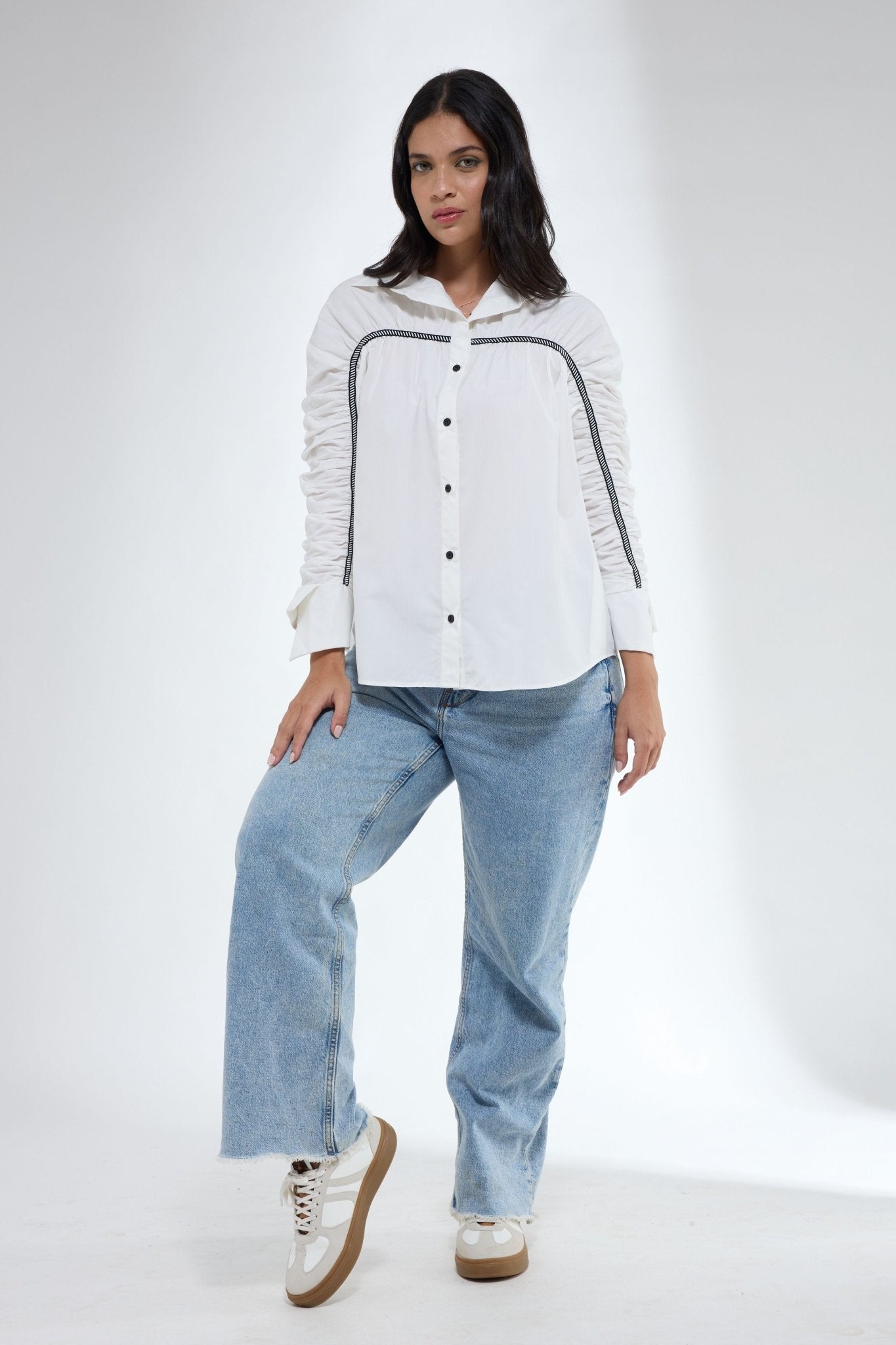 White Gather Shirt - Krati Jain - Elahe
