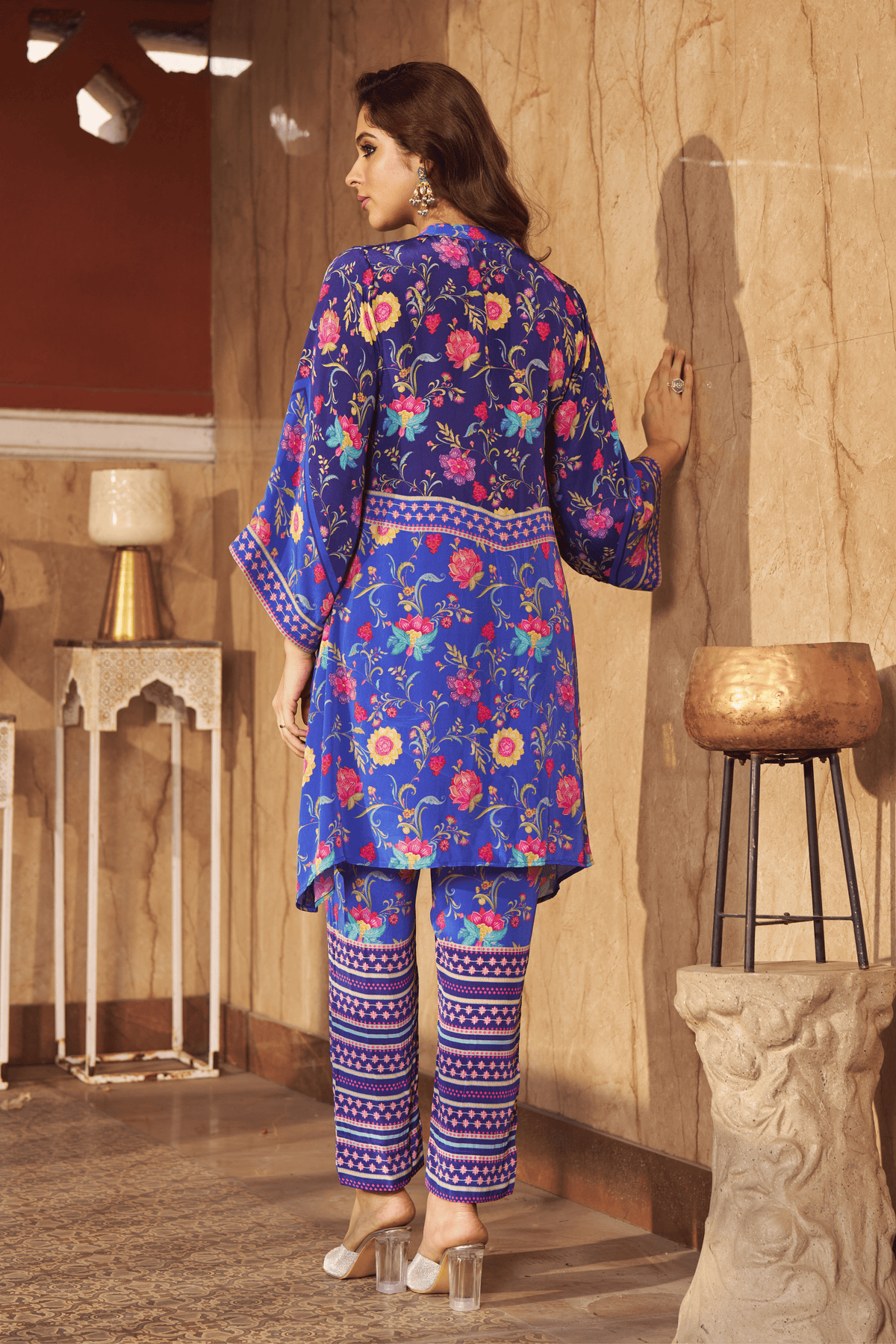 Ruya Blue Floral Tunic Set