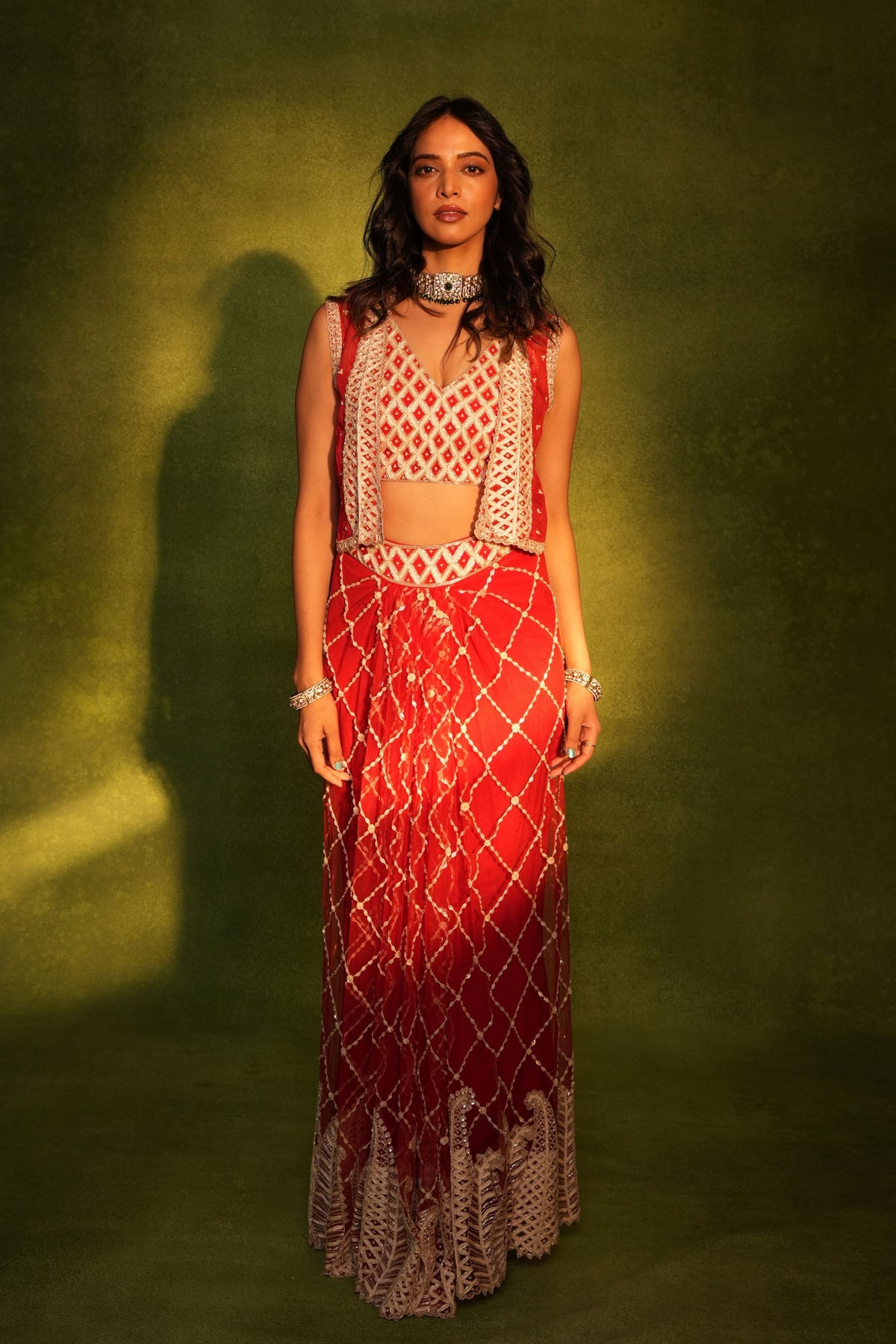 Red Skirt Set