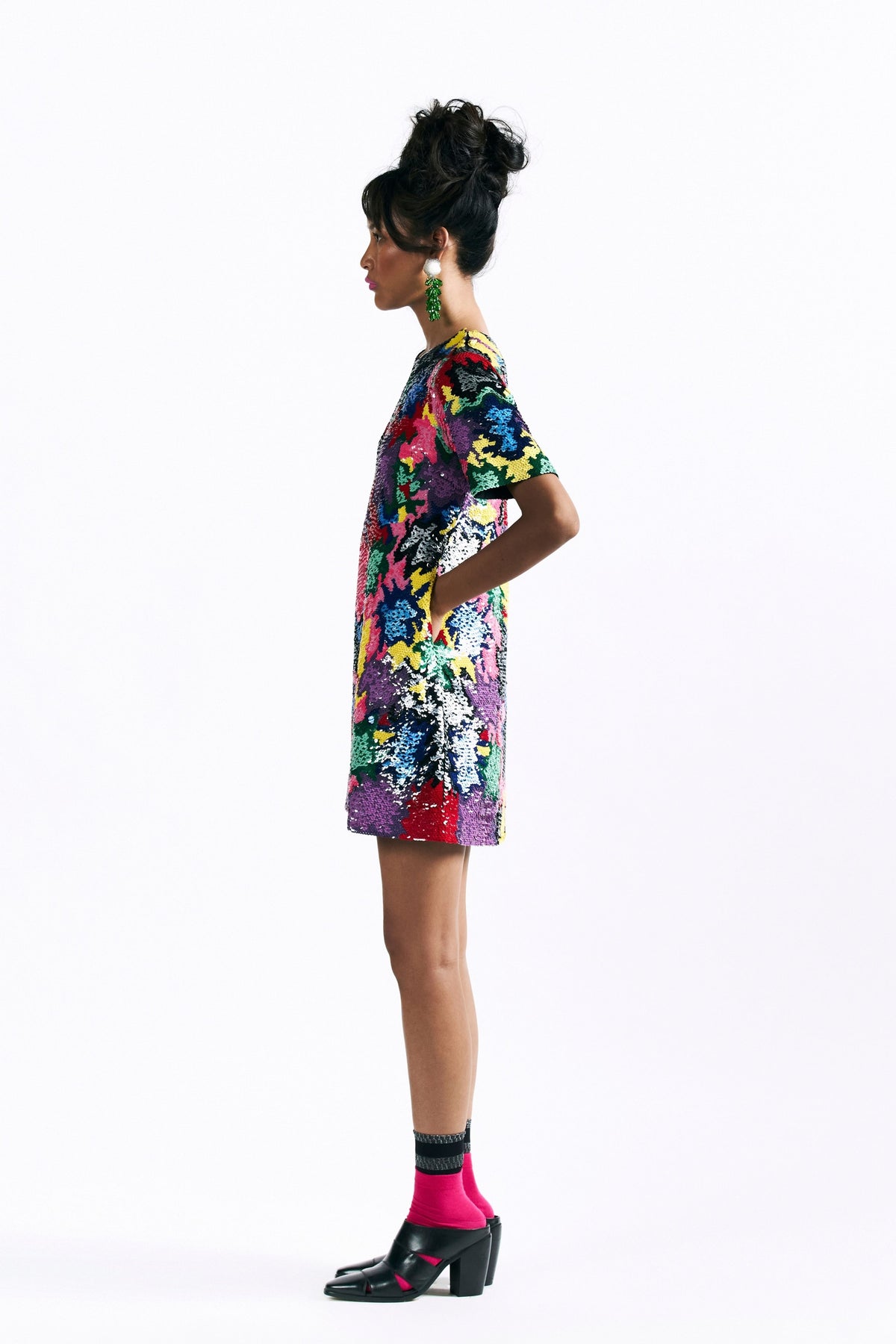 Mosaic Peonies Sequin Dress