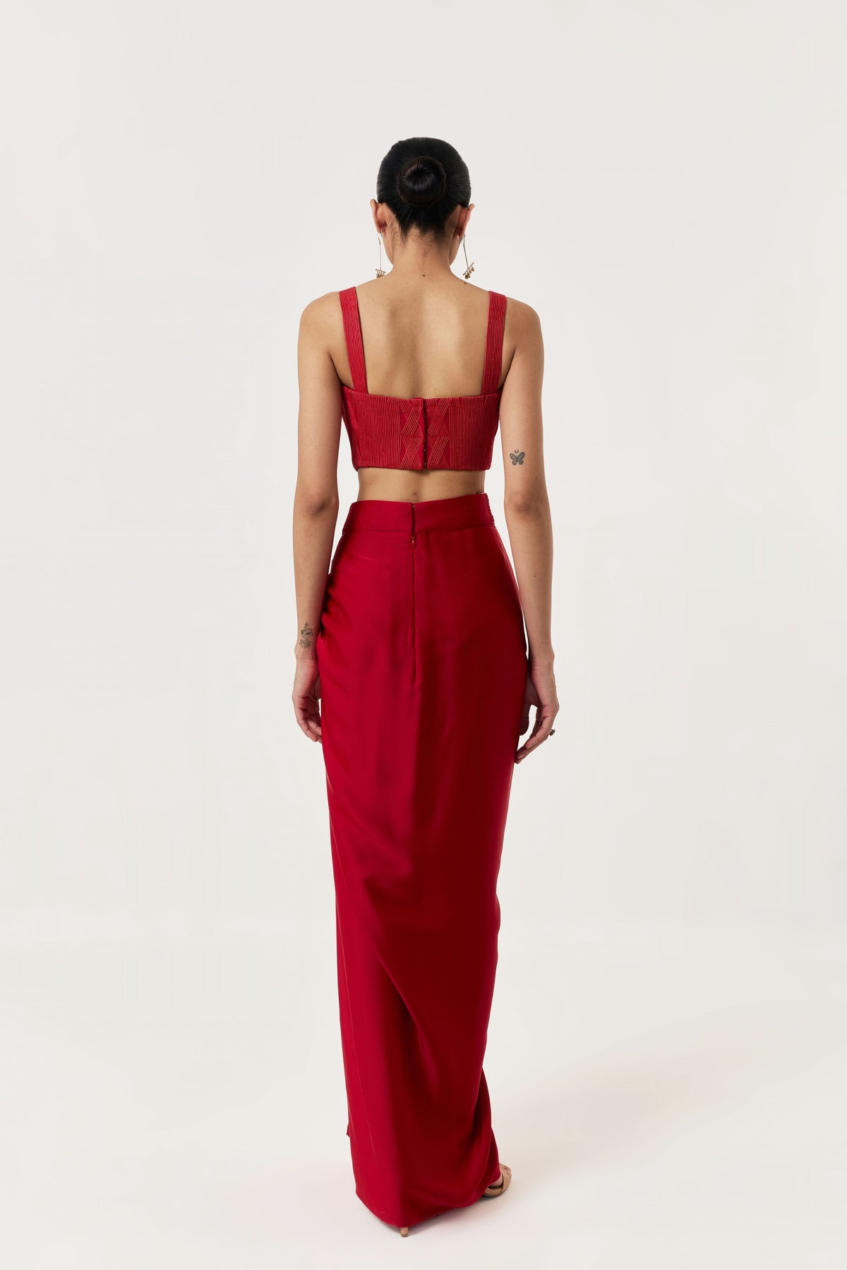 Entwined Red Corded Bustier Cape Set