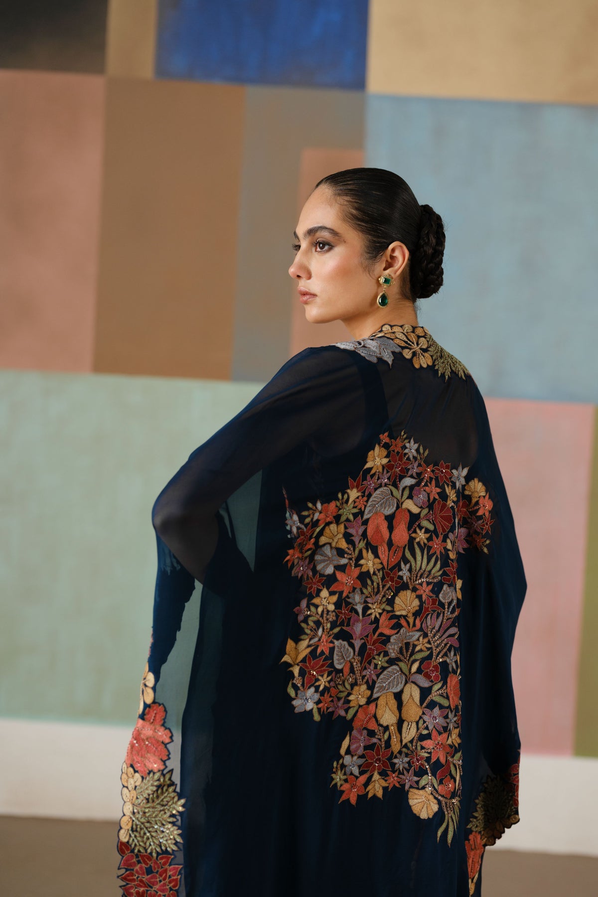 Navy Blue Lea Cape Set