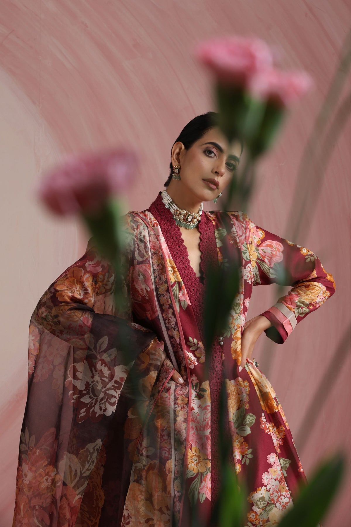 Burgundy Kurta Set