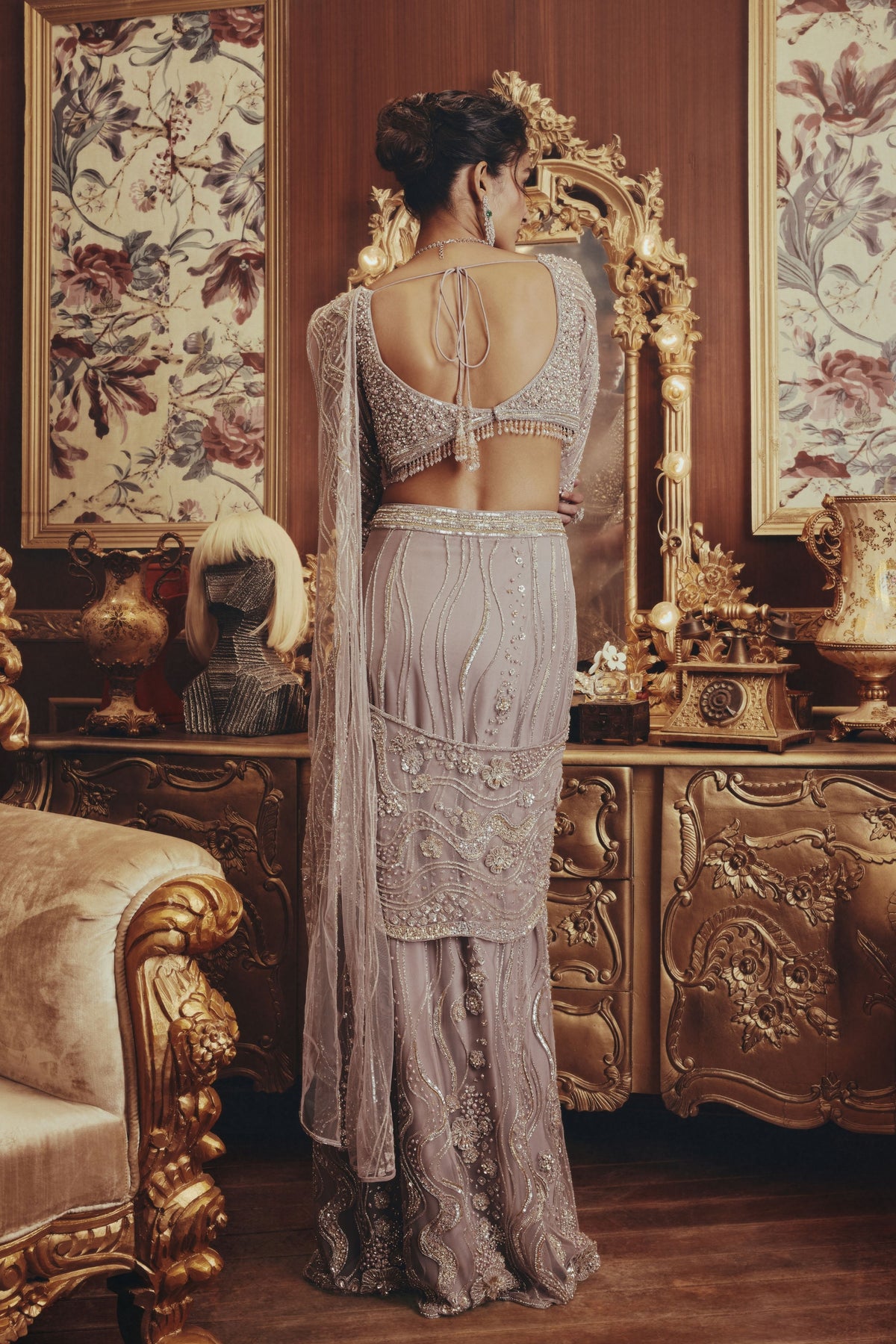 Ophelia Lilac Draped Saree Set