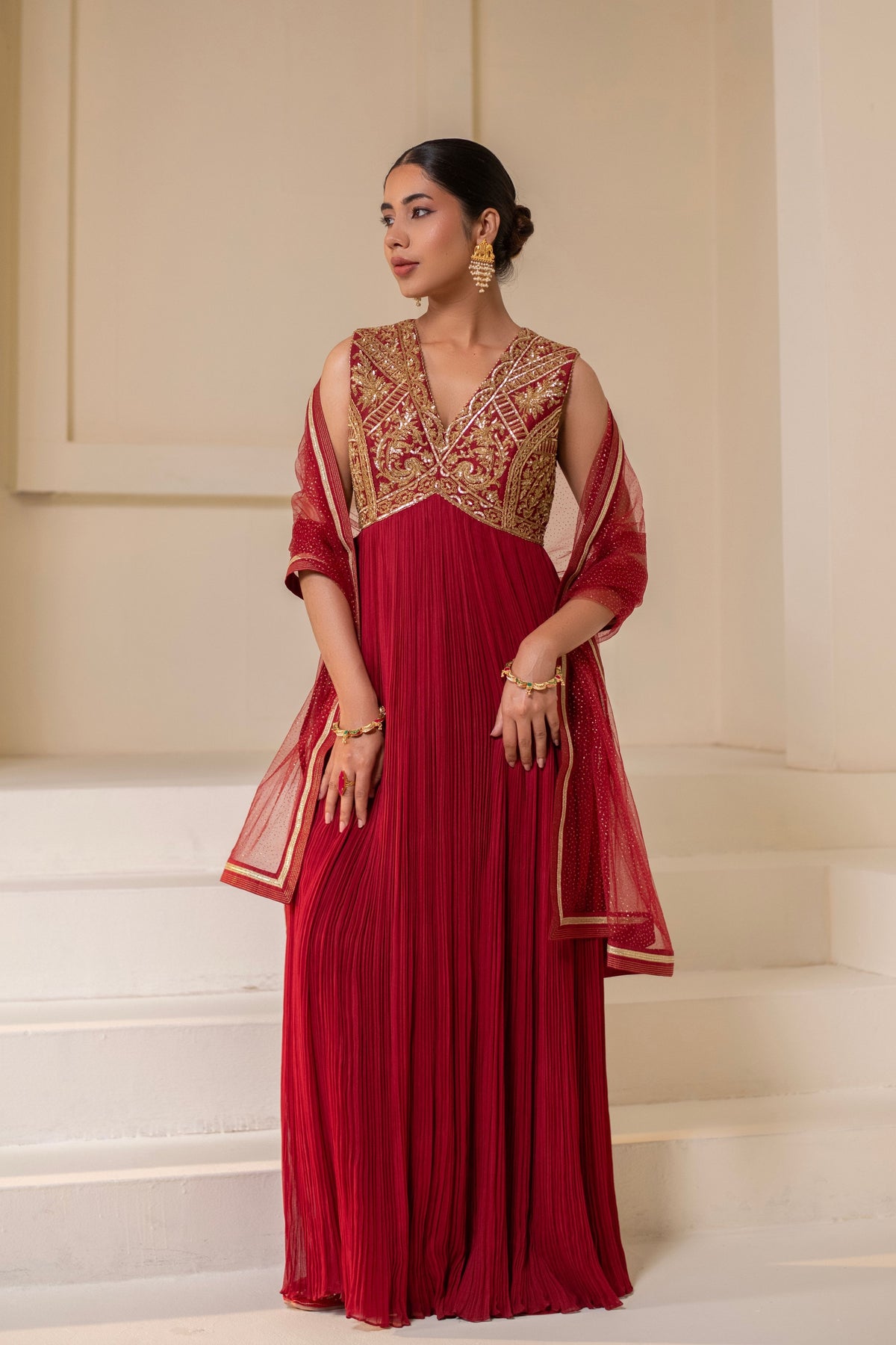 Maroon Wine  Embellished Anarkali