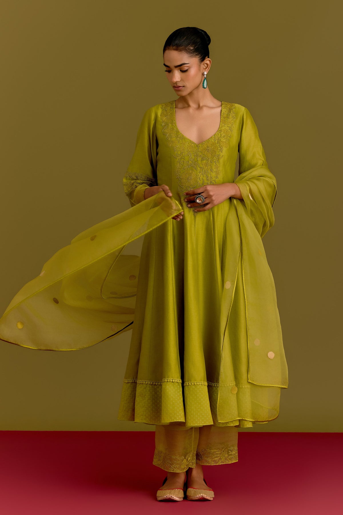 Green Anarkali Set